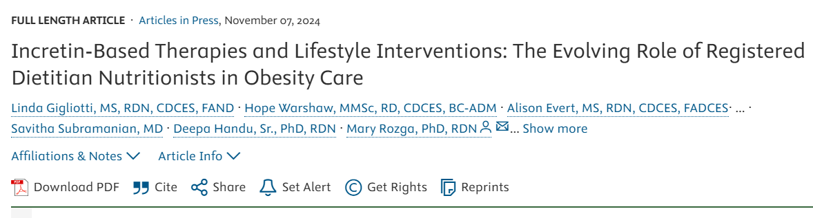 eatrightPRO's tweet photo. Incretin-based therapies like GLP-1 and GIP offer new treatment for obesity, but RDNs remain essential for medical nutrition therapy, lifestyle change support and medication management.

Read more in this JAND article: https://t.co/zKSRRChD2y

#eatrightPRO #rdchat #dietetics https://t.co/mdosnZQqlg