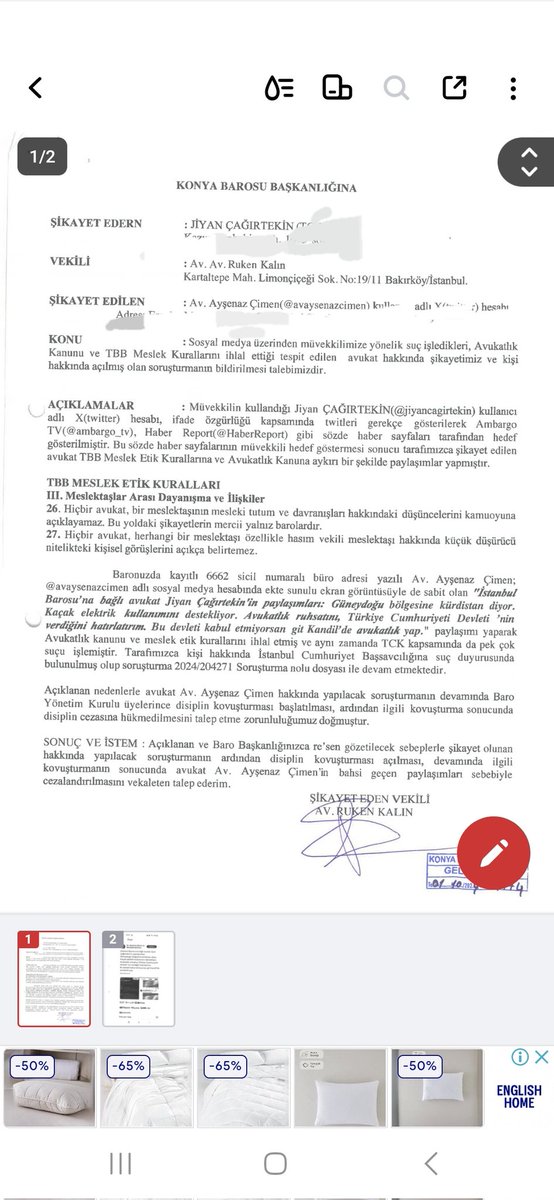 aysenazcimen14's tweet photo. Güneydoğu'ya Kürdistan diyen bir avukatı eleştirdim diye baroma şikayet edildim,kanunen mecburen soruşturma geçiriyorum.Kürdistan savunucusu avukatlardan birisi soruşturmamı yürütürse ne olacak?Baroların soruşturma yetkisi kaldırılsın,barolar siyasallaştı,tarafsızlığını kaybetti. https://t.co/RqK9MnVfVD