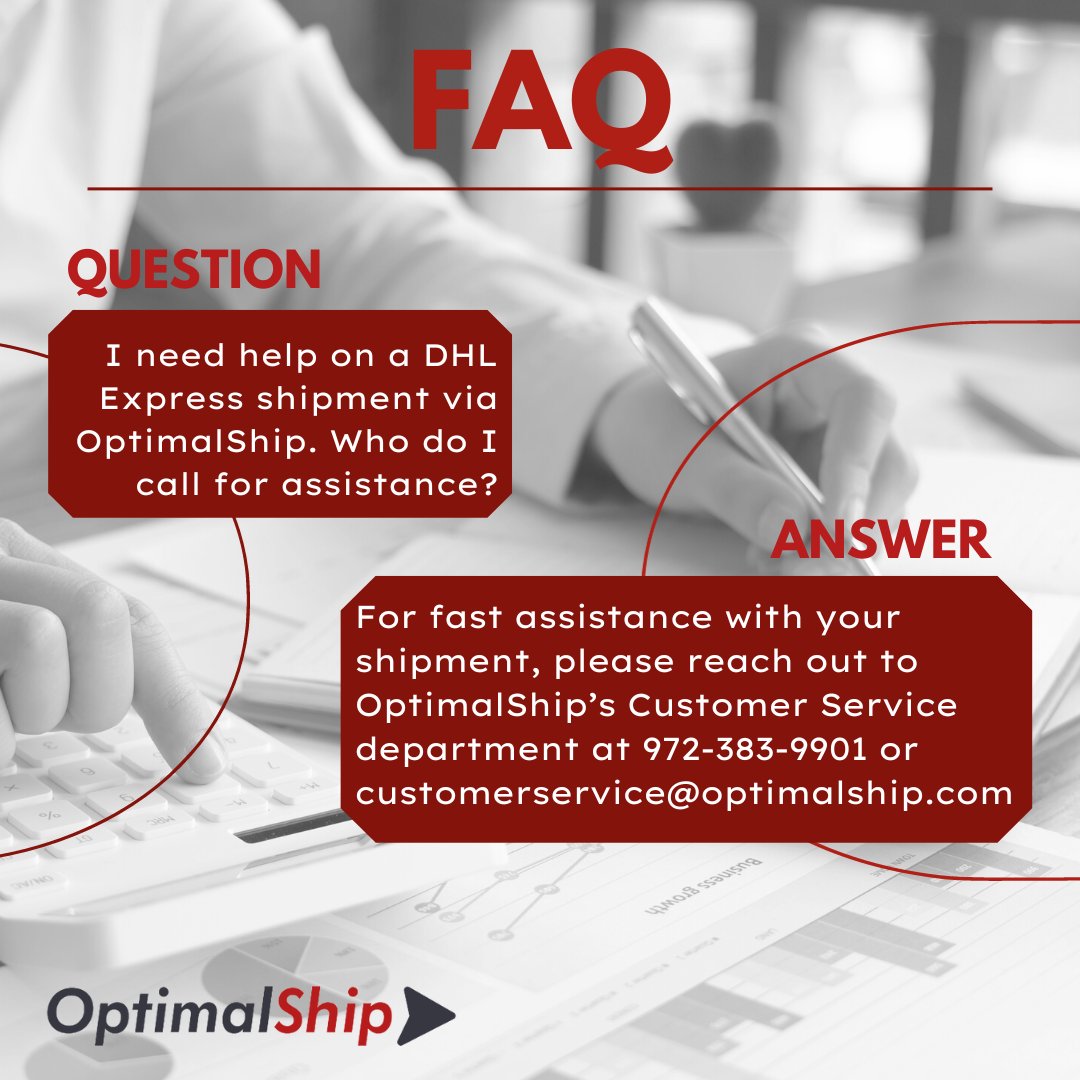 OptimalShip's tweet photo. Our Customer Service team is first-rate and happy to help!

#DHLExpress #OptimalShip #ShippingQuestions https://t.co/6grMB1e5pB
