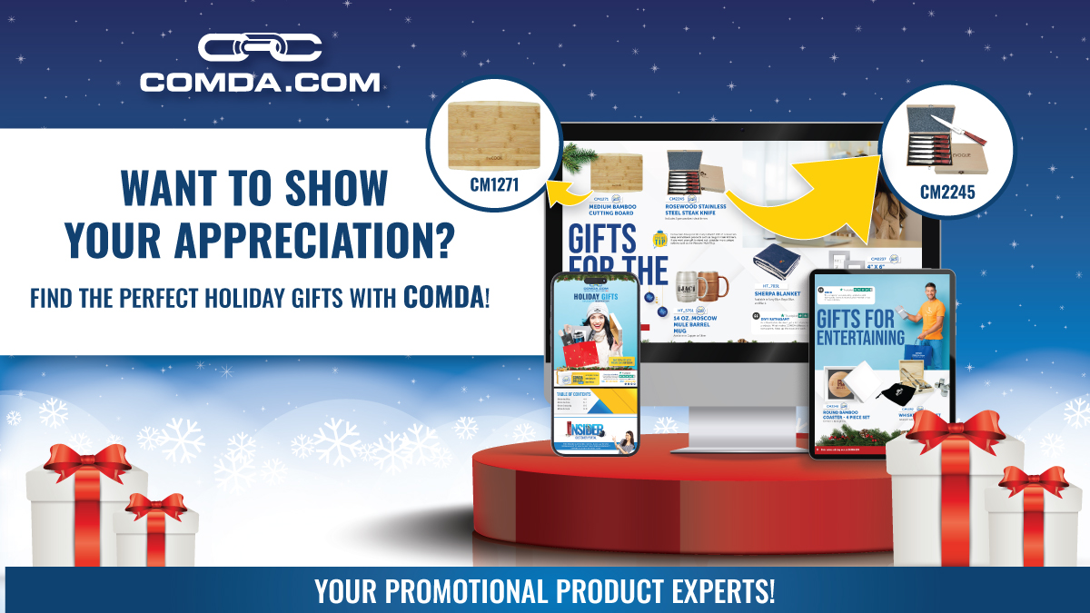 ComdaPromo's tweet image. The holiday season is the perfect time to thank your team for their support and hard work all year long! Discover our wide range of thoughtful #customizable gifts to show your appreciation. Find the perfect guide to COMDA's holiday gifts here: bit.ly/3YQKhHc