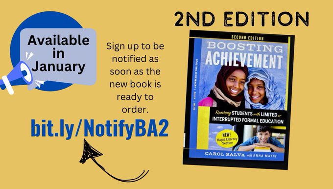 Seidlitz_Ed's tweet photo. #ICYMI, #WhatsWorking25 attendees will receive the 2nd ed. of #BoostingAchievement, by @DrCarolSalva &amp; @AnnaTeachesMLLs. (+ amazing networking opps &amp; countless invaluable insights on supporting our #EnglishLearners!) Register for #SeidlitzConf today! https://t.co/NgaMSWqrAP https://t.co/0rBGDqOX1X