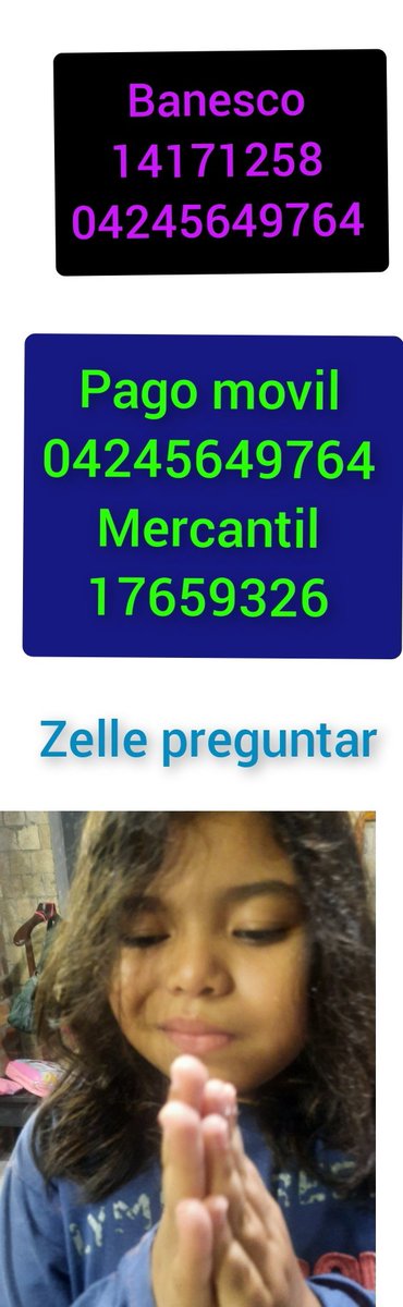 mariani87784922's tweet image. #Urgente no tengo para la noche trileptal q evita q convulsione y duerma mejor ,ya q m dan espasmos nocturnos , amp decapeptyl q sumamente costosa $450 y poder cambiar de lentes cambio la formúla cada aporte va sumando ANGELES 🙏
Pm 
Mercantil 
04245649764
17659326

Zelle al dm