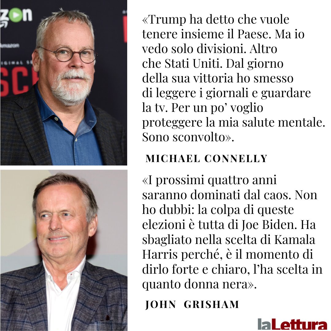 la_lettura (@la_lettura) on Twitter photo Caccia al colpevole della disfatta dei democratici negli Usa, dopo la vittoria di Trump: su «la Lettura» rispondono <a href="/Connellybooks/">Michael Connelly</a> e <a href="/JohnGrisham/">John Grisham</a>. E il Nobel per l’economia <a href="/JosephEStiglitz/">Joseph E. Stiglitz</a>. Le interviste di <a href="/annachiaraS/">Annachiara Sacchi</a>, <a href="/_MarcoBruna/">Marco Bruna</a> e <a href="/viviana_mazza/">viviana mazza</a> bit.ly/4ftHv1B Caccia al colpevole della disfatta dei democratici negli Usa, dopo la vittoria di Trump: su «la Lettura» rispondono <a href="/Connellybooks/">Michael Connelly</a> e <a href="/JohnGrisham/">John Grisham</a>. E il Nobel per l’economia <a href="/JosephEStiglitz/">Joseph E. Stiglitz</a>. Le interviste di <a href="/annachiaraS/">Annachiara Sacchi</a>, <a href="/_MarcoBruna/">Marco Bruna</a> e <a href="/viviana_mazza/">viviana mazza</a> bit.ly/4ftHv1B