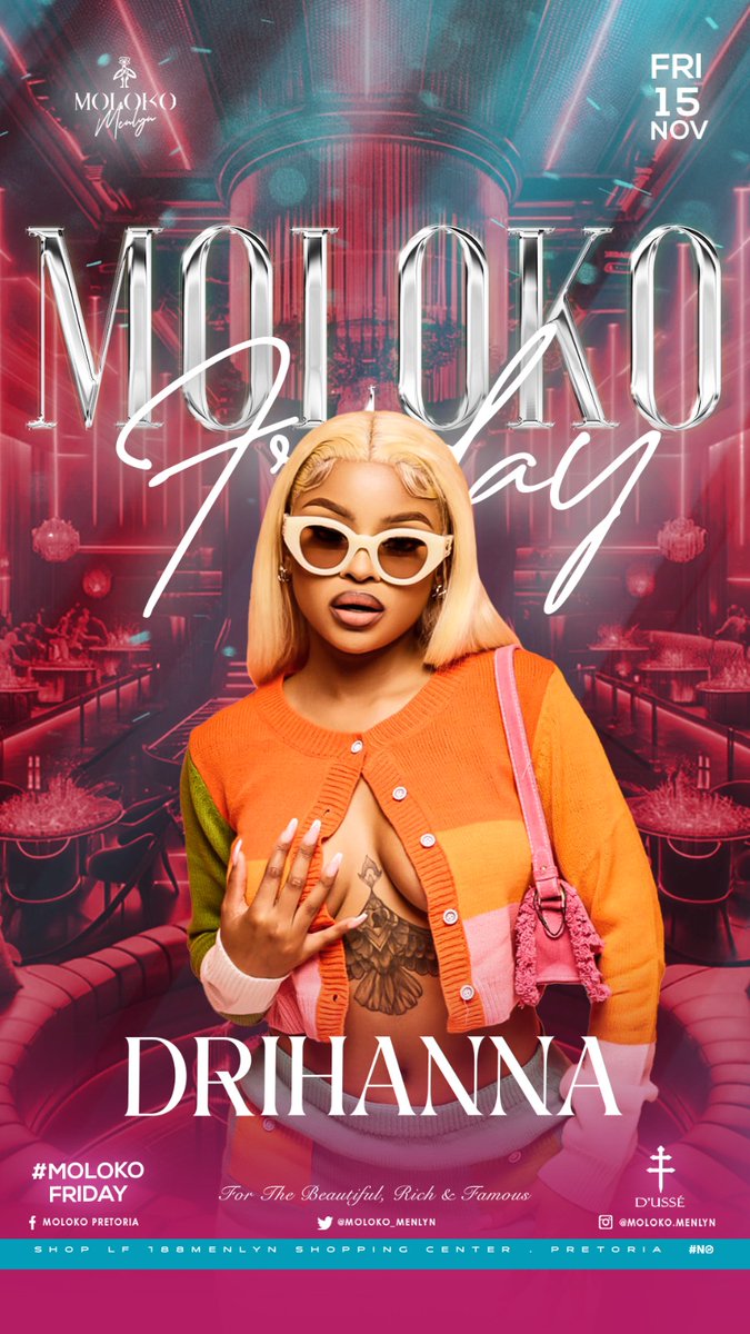 Matty_china's tweet photo. @MakhadziSA will be joining us @Moloko_Menlyn, Be sure to be there and experience a taste of Makhadzi one woman show this December. @Ceebahle @drihanna_dm  and many more artist will be there too. 

#molokomenlyn #molokofridays #theladieslovemoloko #TheClub https://t.co/5VVBx8MRVc