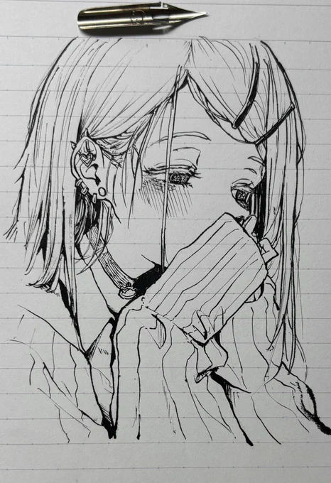 Gペン買ってみたので試しに模写もどきの篠澤広(ギャル)を 