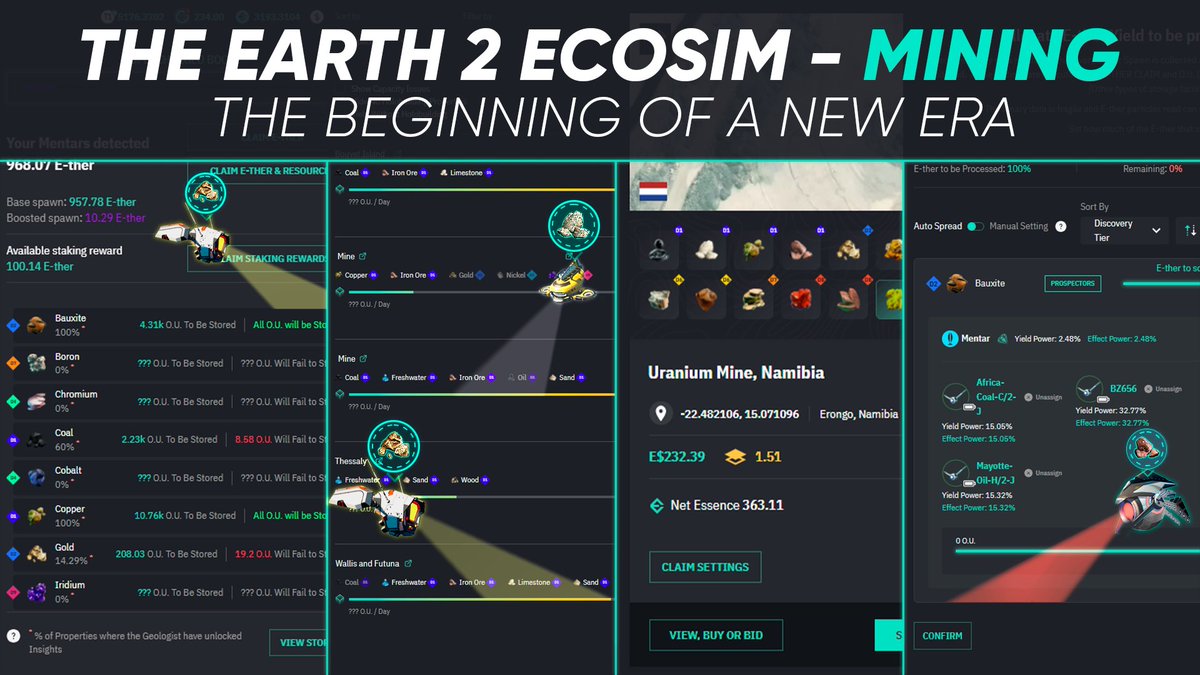 Earth 2 EcoSim Major Update!

Earlier this year we rolled out the game mechanics for the Earth 2 Resource System, opening a new era in the Earth 2 EcoSim. It is our biggest feature release to date and has importantly allowed Players to start mining resources from over 100 million