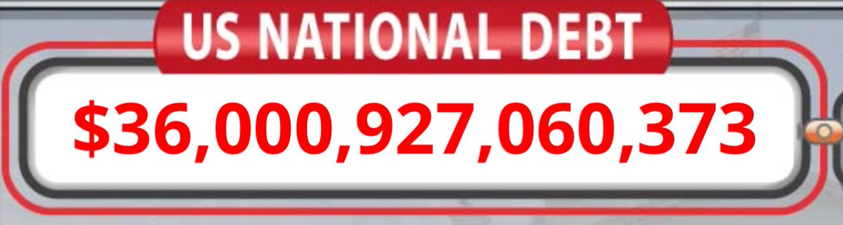BREAKING: US National Debt surpassed $36 trillion.