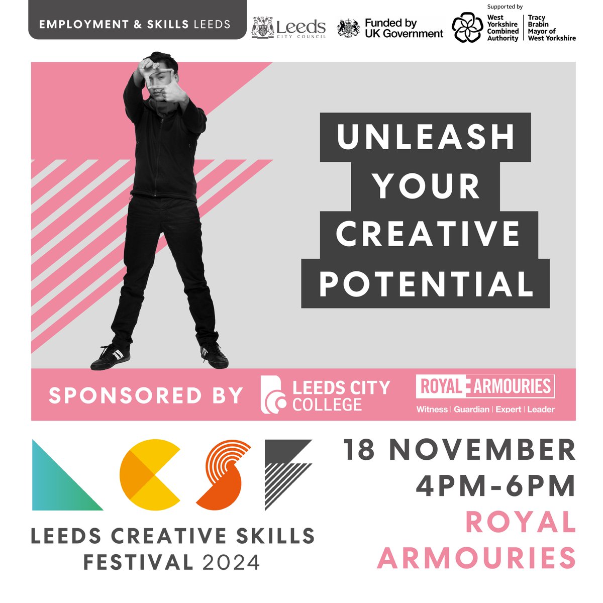 Come and meet us at Leeds Creative Skills Festival 2024 at on Monday 18 November and find out about the exciting and diverse range of opportunities in the creative and cultural sector in Leeds. 

Book your free ticket here: bit.ly/LeedsCreative24

#LCSF24
