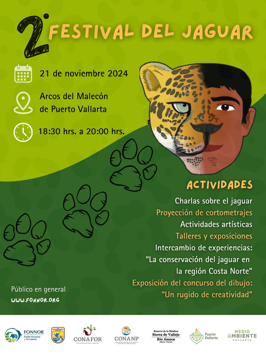 Segundo Festival del Jaguar con el que celebraremos el Día Internacional del Jaguar. Habrá actividades culturales y de sensibilización. 

¿Quieres conocer la importancia de la especie, sus amenazas, y su vínculo tanto con la salud humana como con el ecosistema? 

Acompáñanos 👇🏼