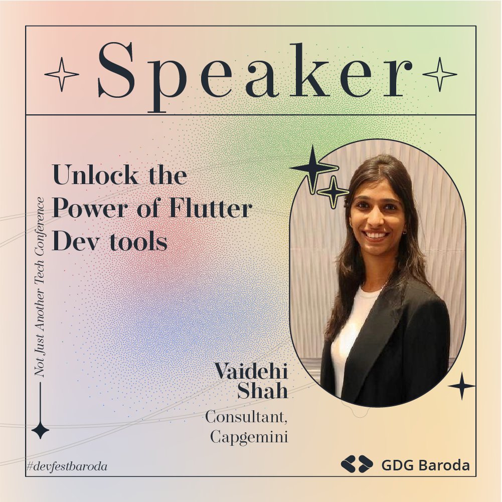GDGBaroda's tweet image. 🔍 Speaker Alert: @coder_flash, Capgemini 

Topic: Flutter Dev Tools Masterclass Don't miss her session at #DevFest!

#GDG #DevFest #DevFest2024 #GoogleForDevelopers #CommunityEvent #Google #GDGBaroda