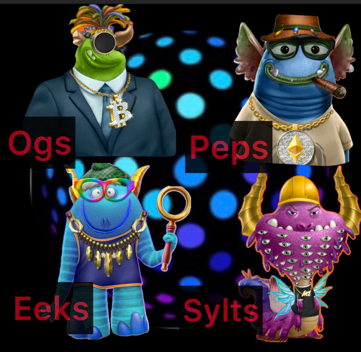 martinez14ever's tweet image. PEP WEEK
Our collection features four captivating characters,Ogs, Peps,Eeks, and Sylts, each playing a vital role in cities around the world. These monsters serve as connectors, bringing people together through the power of gaming and creating a global community. @MonsterMyCity