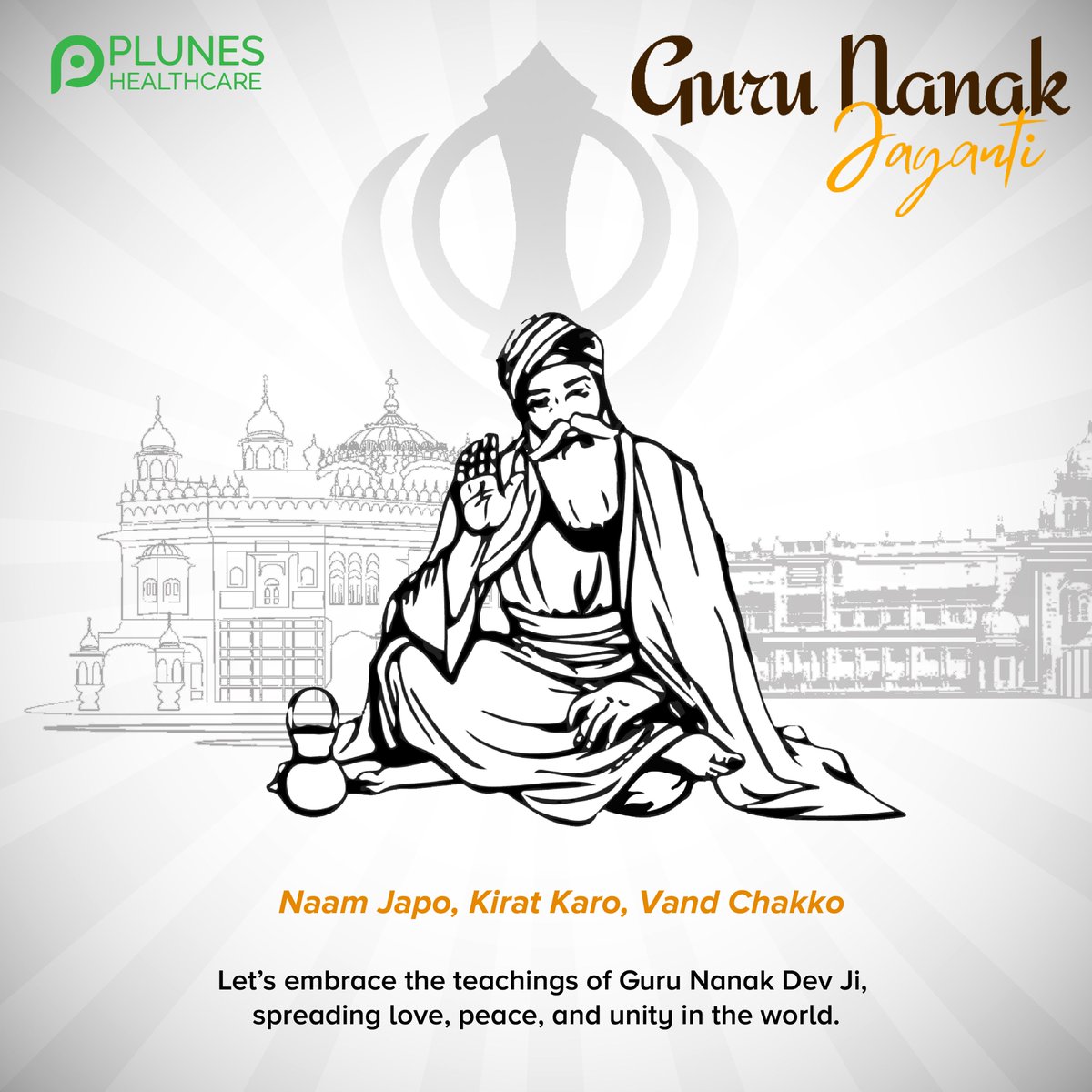 PlunesHealth's tweet photo. ✨🙏 Celebrating Guru Nanak Jayanti! 🙏✨

May his teachings of love, peace, and unity guide us all. 💫

Let’s spread kindness and compassion in his honour. 🌏

#GuruNanakJayanti #GuruNanakDevJi #PeaceAndUnity #NaamJapo #KiratKaro #VandChakko #PlunesHealthcare https://t.co/4hm5ISdiuu