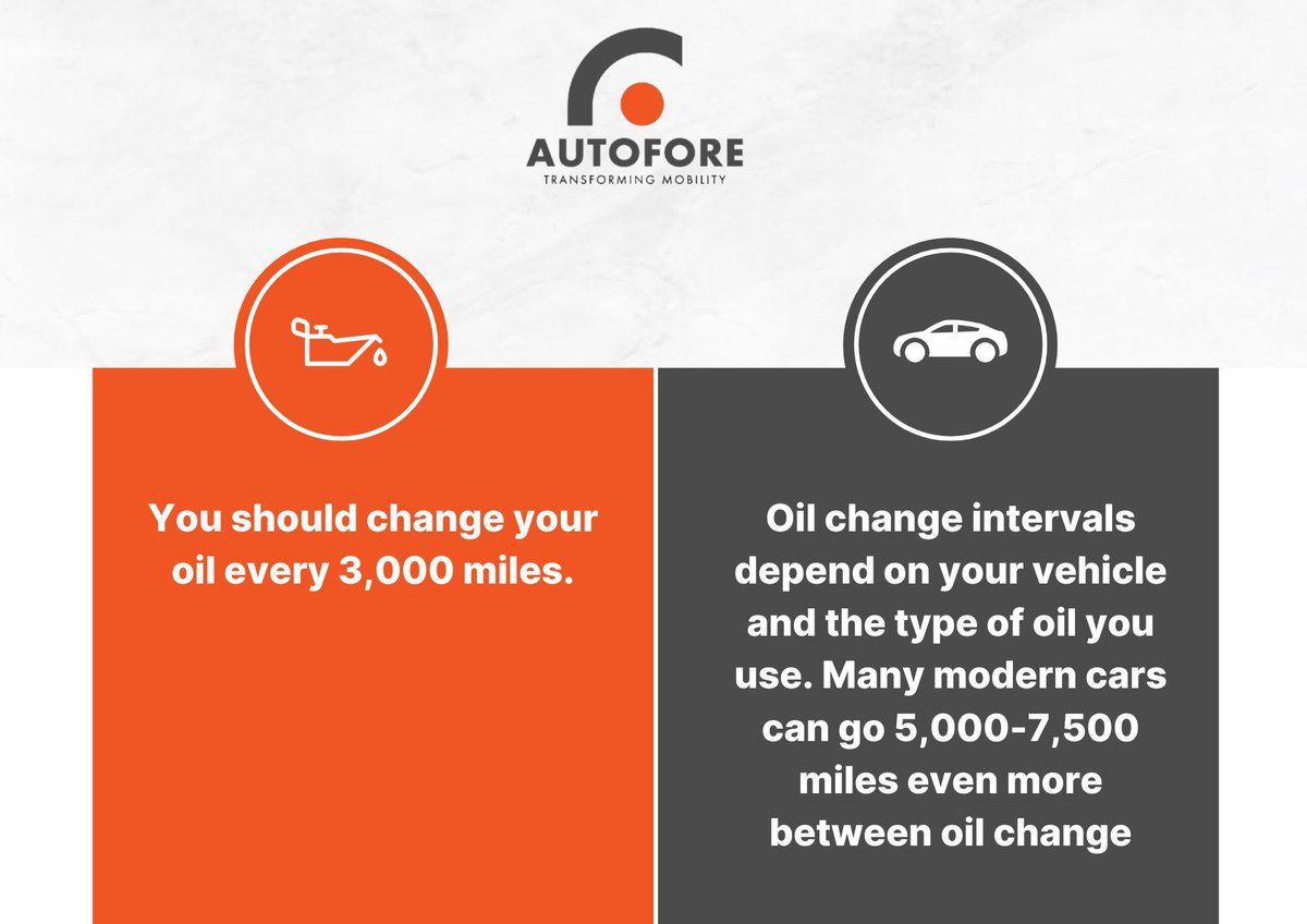 AutoforeUg's tweet image. 🚗 Car Care Myth vs. Reality! 🚗

Myth: Change oil every 3,000 miles.  
Reality: Modern vehicles often allow 5,000 to 7,500 miles or more between oil changes.

Follow your vehicle's guidelines for optimal car maintenance.  
#CarCareMyths #AutoExpert #AutoFore #CarMaintenance
