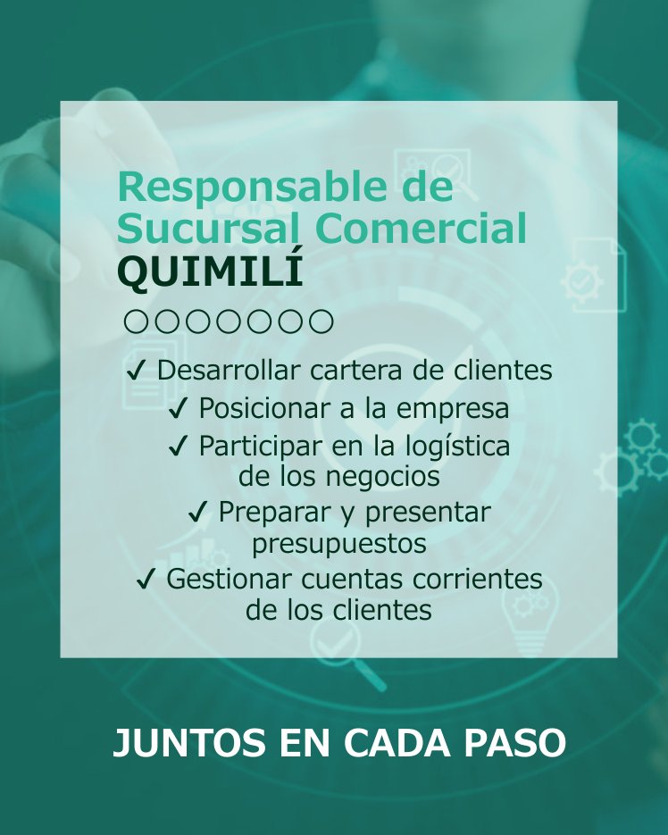 ByBConsultores_'s tweet photo. Seleccionamos:
✅ Comercial de Cereales e Insumos VICUÑA MACKENNA https://t.co/52duBhsLrW 
✅ Responsable de Sucursal Comercial QUIMILÍ https://t.co/lHr2d5GaNs https://t.co/ycWRaRMJ08