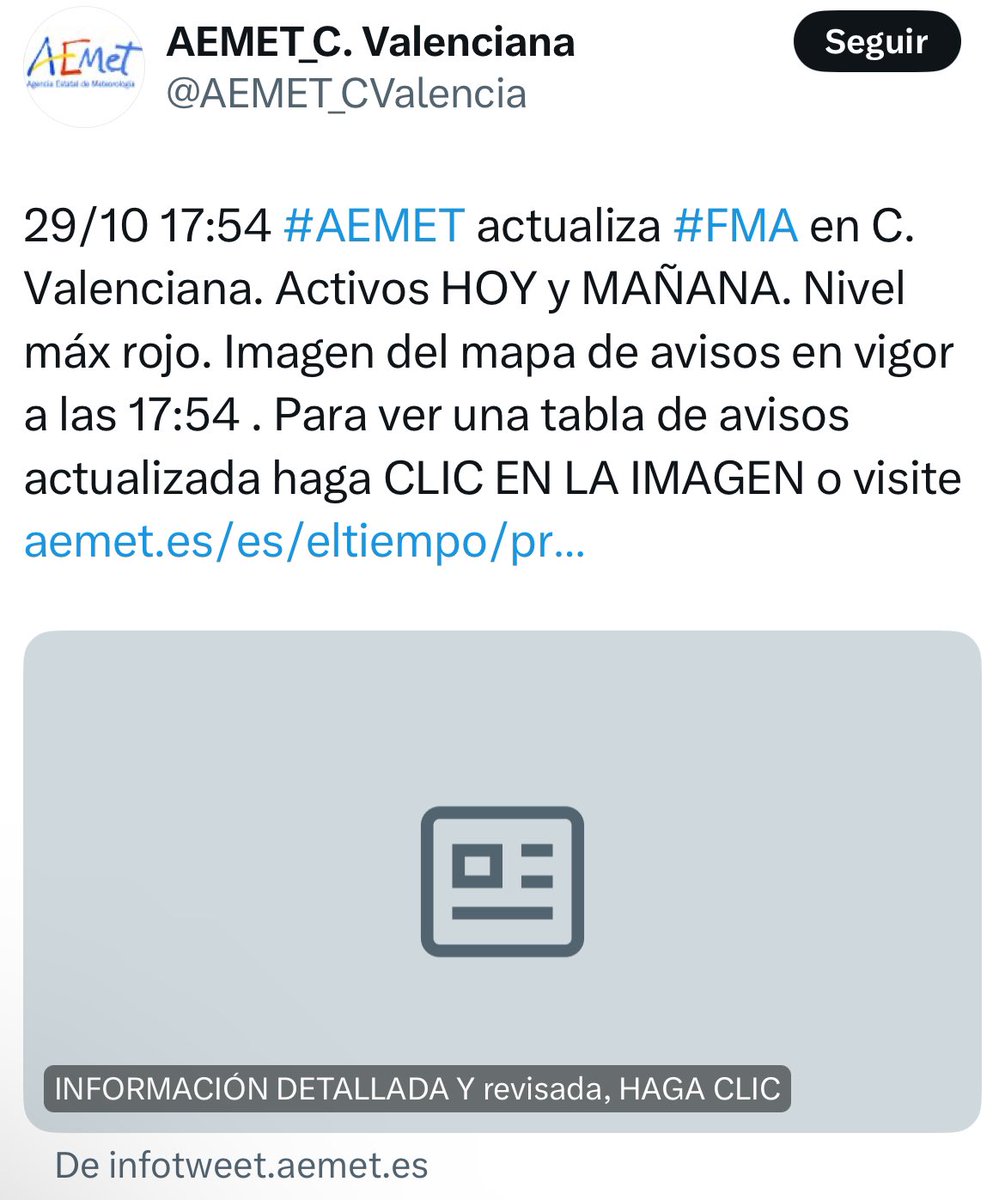 AlanBarrosoA's tweet photo. Mazón acaba de reconocer que borró un tuit en el que decía que a partir de las 18:00 ya no habría problemas. Pero dice que es culpa de la AEMET. Supongo que lo dice porque no vio el aviso actualizado de las 17:54 porque llevaba tres horas de sobremesa en el restaurante. https://t.co/iyhcY8GnrO