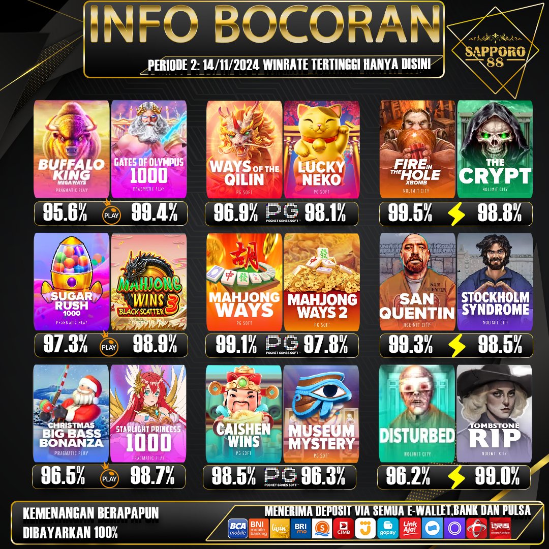 sapporo88_ofc's tweet photo. 🔥INFO UPDATE BOCORAN 3 PROVIDER GAME PILIHAN KAMI MALAM  INI BOSKU 🔥

Mainkan game nya, dan raih kemenangan nya bersama kami!

Untuk Info lebih lengkap update bocoran SAPPORO88, silahkan di cek di link dibawah ini ya bosku

BOCORAN SAPPORO88 :
https://t.co/yhbHlGIaEy
#SAPPORO88 https://t.co/K67RNGB4G6
