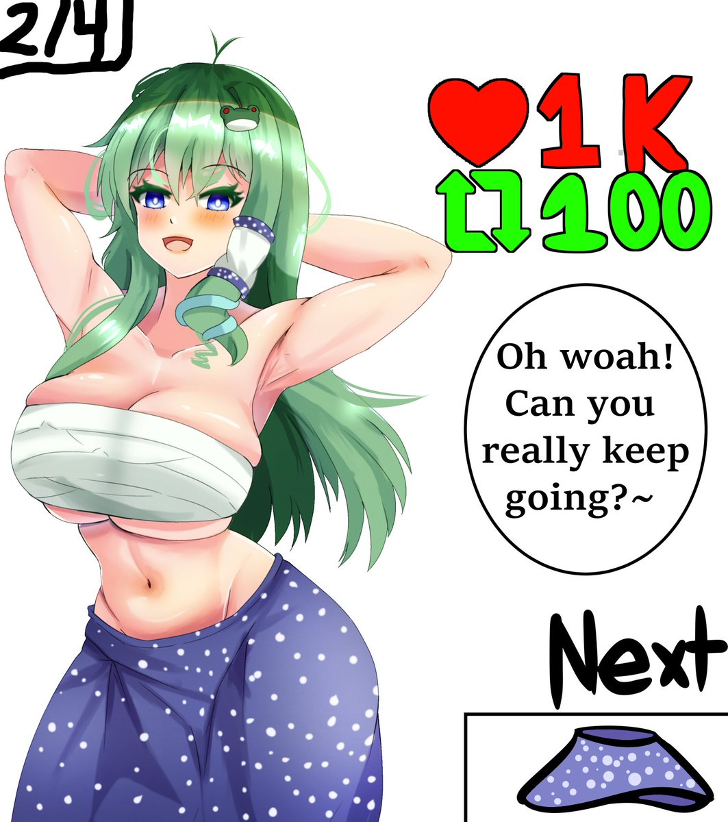 GinariAlt's tweet photo. Sanae Strip Game Part 2! 
#東方 #東方project #touhou https://t.co/xhIkXvyM1L