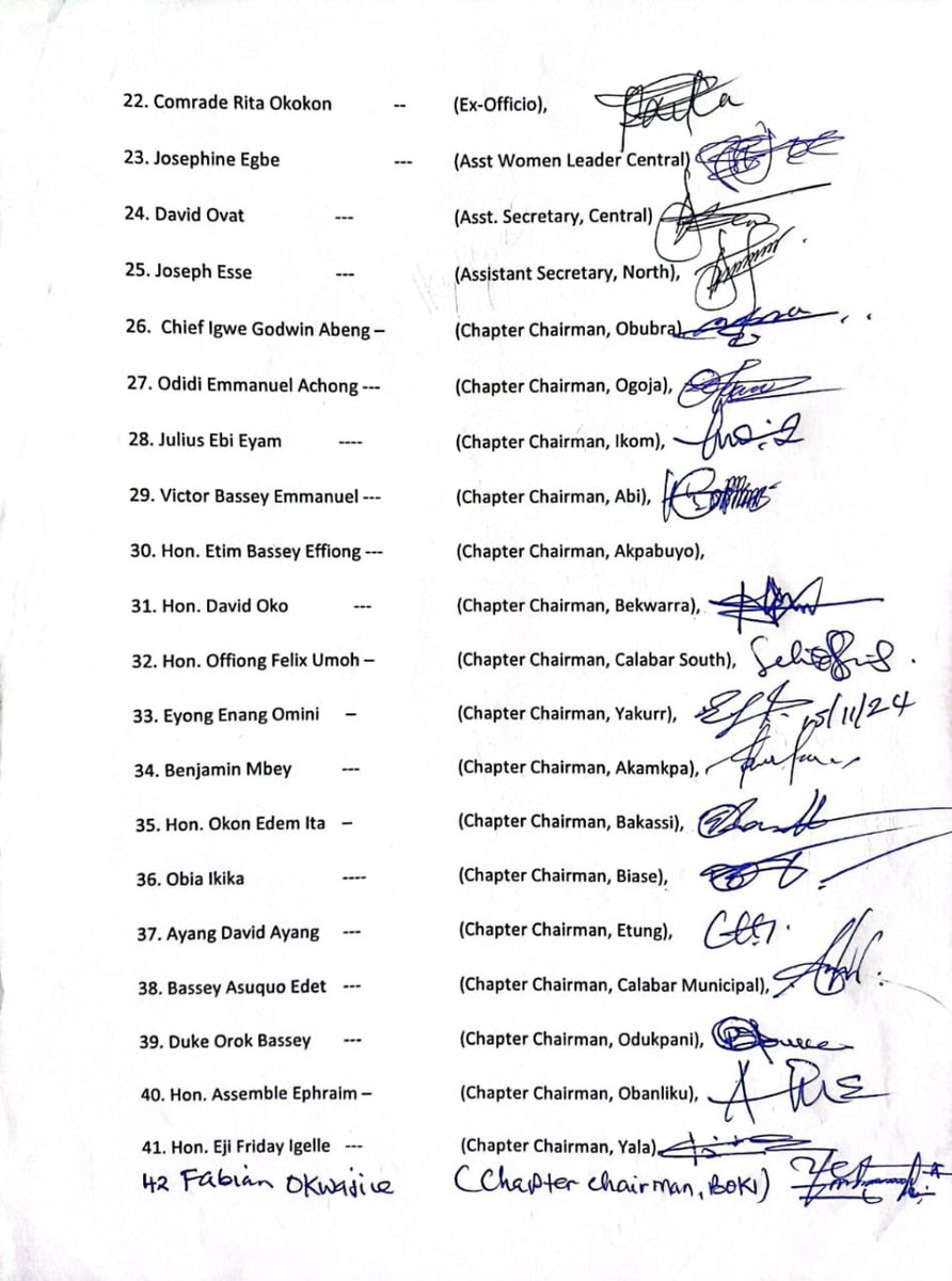 PDP_CRS's tweet photo. RESOLUTION TO SUSPEND THE STATE CHAIRMAN OF PEOPLE'S DEMOCRATIC PARTY (PDP) CROSS RIVER STATE CHAPTER

The State Executive Committee of the People's Democratic Party (PDP), Cross River State Chapter, suspends Barr. Vena Ikem as State Chairman. https://t.co/YZKrVi4xsR