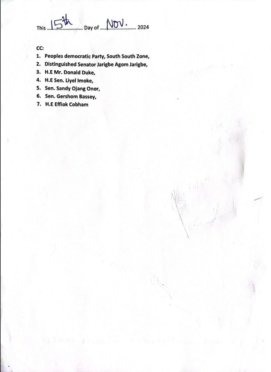 PDP_CRS's tweet photo. Accordingly, Chief Austin Edibe, Vice Chairman (North) who hails from same zone as the suspended Chairman has been directed to take over in acting capacity until election of a substantive state Chairman. https://t.co/gPzGCUHaoz