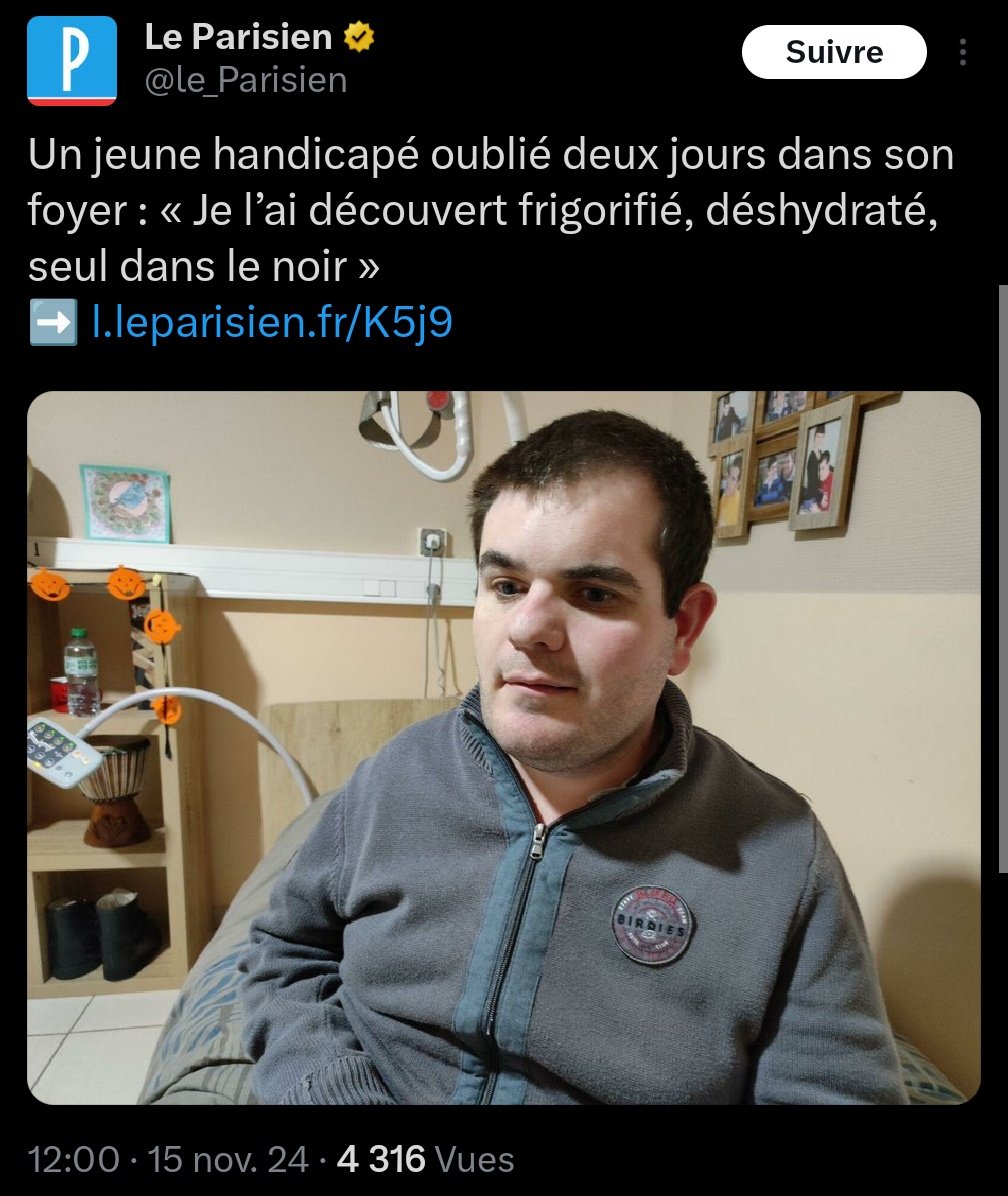 La LFI veut enlever 50Millions aux handicapés et allouer 100 millions aux mineurs isolés.
Il faut le dire et le redire.

Dans un pays qui fait ça :