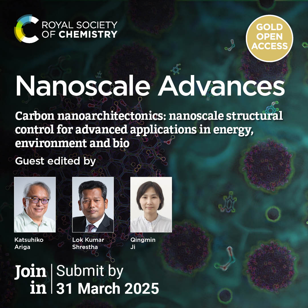 Nanoscale journal family (@nanoscale_rsc) on Twitter photo Nanoscale Advances is pleased to announce this open call for papers for an upcoming themed collection on carbon nanoarchitectonics, guest edited by Katsuhiko Ariga, <a href="/LokKumarShrest2/">Lok Kumar Shrestha</a> and Qingmin Ji. Find out more here: blogs.rsc.org/nr/2024/11/15/… Nanoscale Advances is pleased to announce this open call for papers for an upcoming themed collection on carbon nanoarchitectonics, guest edited by Katsuhiko Ariga, <a href="/LokKumarShrest2/">Lok Kumar Shrestha</a> and Qingmin Ji. Find out more here: blogs.rsc.org/nr/2024/11/15/…