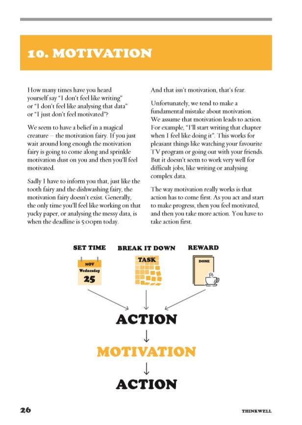 #StayWellinResearch
10. Motivation
The way motivation really works is that action has to come first. As you act and start to make progress, then you feel motivated, and then you take more action. You have to take action first. From: 52 Ways to Stay Well. buff.ly/2RkaHPn
