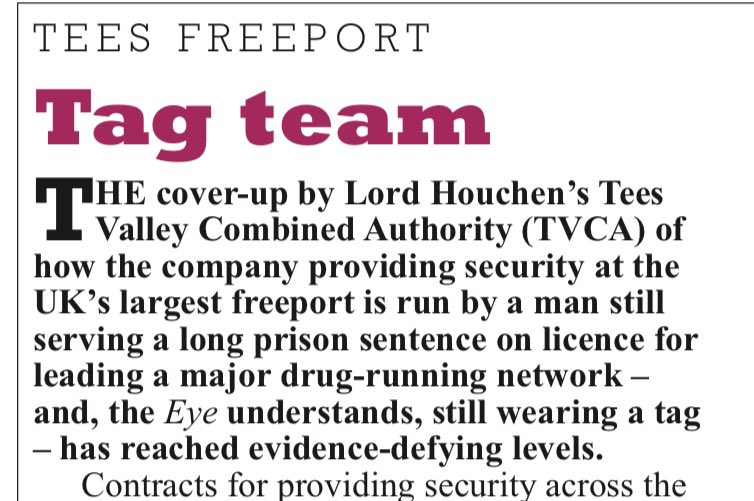 richard brooks (@rbrooks45) on Twitter photo More on the cover-up of Teesside freeport security co run by man with serious drug running record; plus the millions wasted by Lord Houchen on Mayfair lawyers in (failed) shake down of local port co. Full story in latest <a href="/PrivateEyeNews/">Private Eye Magazine</a>. More on the cover-up of Teesside freeport security co run by man with serious drug running record; plus the millions wasted by Lord Houchen on Mayfair lawyers in (failed) shake down of local port co. Full story in latest <a href="/PrivateEyeNews/">Private Eye Magazine</a>.
