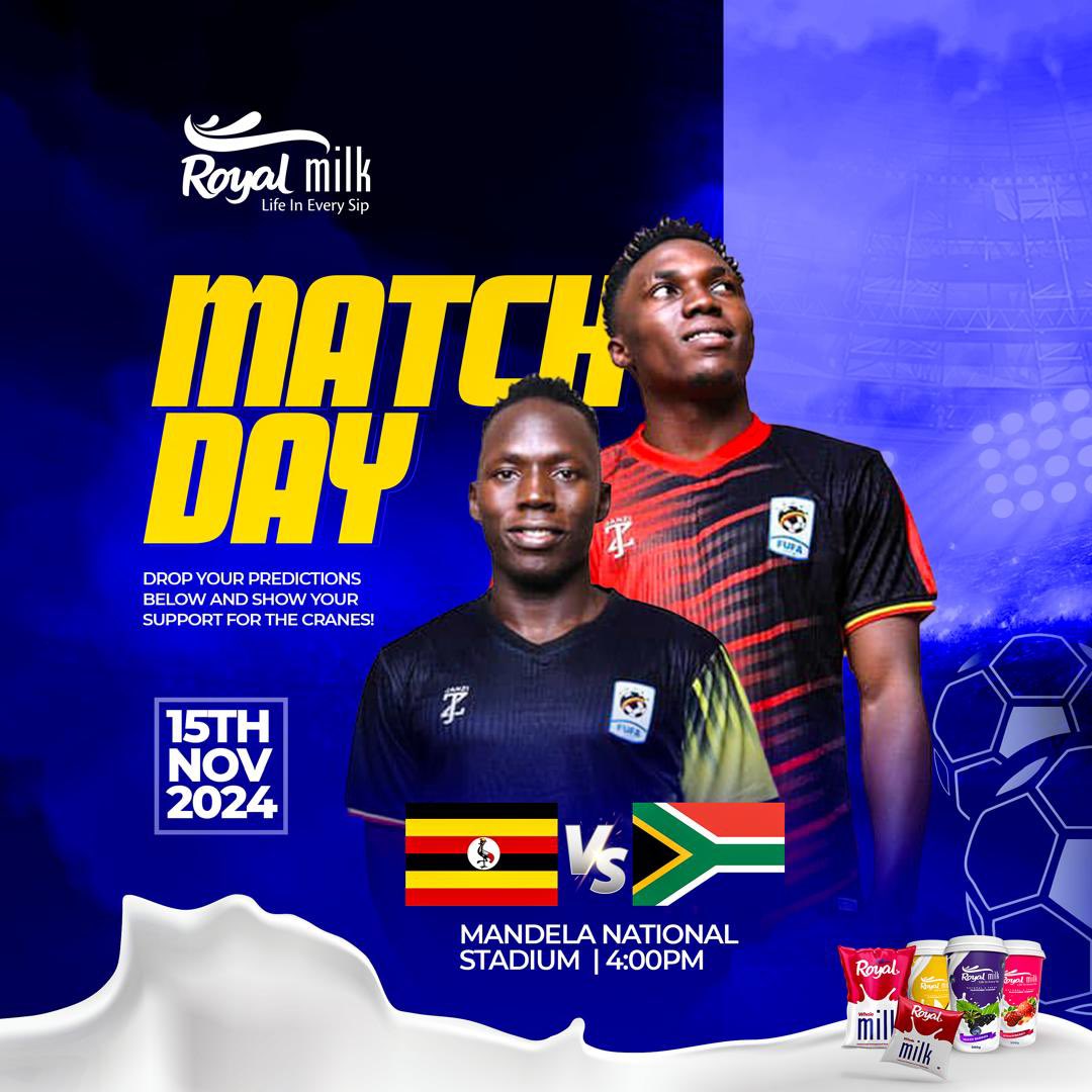 RoyalMilkUg's tweet photo. We are here for the Mighty Cranes #AFCON2025 #Tulumbe #Royalmilk #Ugandacranes 🎉💥 https://t.co/Jmk4dfNta7