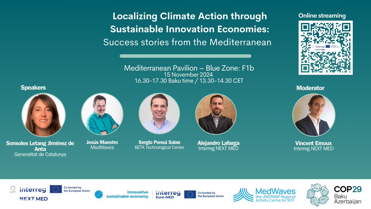 Vincent Ernoux (@ernoux_vincent) on Twitter photo Interested in Circular Economy? You have a date! 16.30 today at <a href="/COP29_AZ/">COP29 Azerbaijan</a> Mediterranean Pavilion. Or follow us on-line:
ufmsecretariat.org/mediterraneanp…
<a href="/interregnextmed/">Interreg NEXT MED Programme 🇪🇺🌍</a>
<a href="/BETA_TechCenter/">BETA Tech Center</a> <a href="/MedWaves_Centre/">MedWaves</a> <a href="/interregnextmed/">Interreg NEXT MED Programme 🇪🇺🌍</a> <a href="/InterregEuroMED/">Interreg Euro-MED Programme</a> <a href="/generalitat/">Generalitat</a> <a href="/Reg_Sardegna/">Regione Autonoma della Sardegna</a> Interested in Circular Economy? You have a date! 16.30 today at <a href="/COP29_AZ/">COP29 Azerbaijan</a> Mediterranean Pavilion. Or follow us on-line:
ufmsecretariat.org/mediterraneanp…
<a href="/interregnextmed/">Interreg NEXT MED Programme 🇪🇺🌍</a>
<a href="/BETA_TechCenter/">BETA Tech Center</a> <a href="/MedWaves_Centre/">MedWaves</a> <a href="/interregnextmed/">Interreg NEXT MED Programme 🇪🇺🌍</a> <a href="/InterregEuroMED/">Interreg Euro-MED Programme</a> <a href="/generalitat/">Generalitat</a> <a href="/Reg_Sardegna/">Regione Autonoma della Sardegna</a>