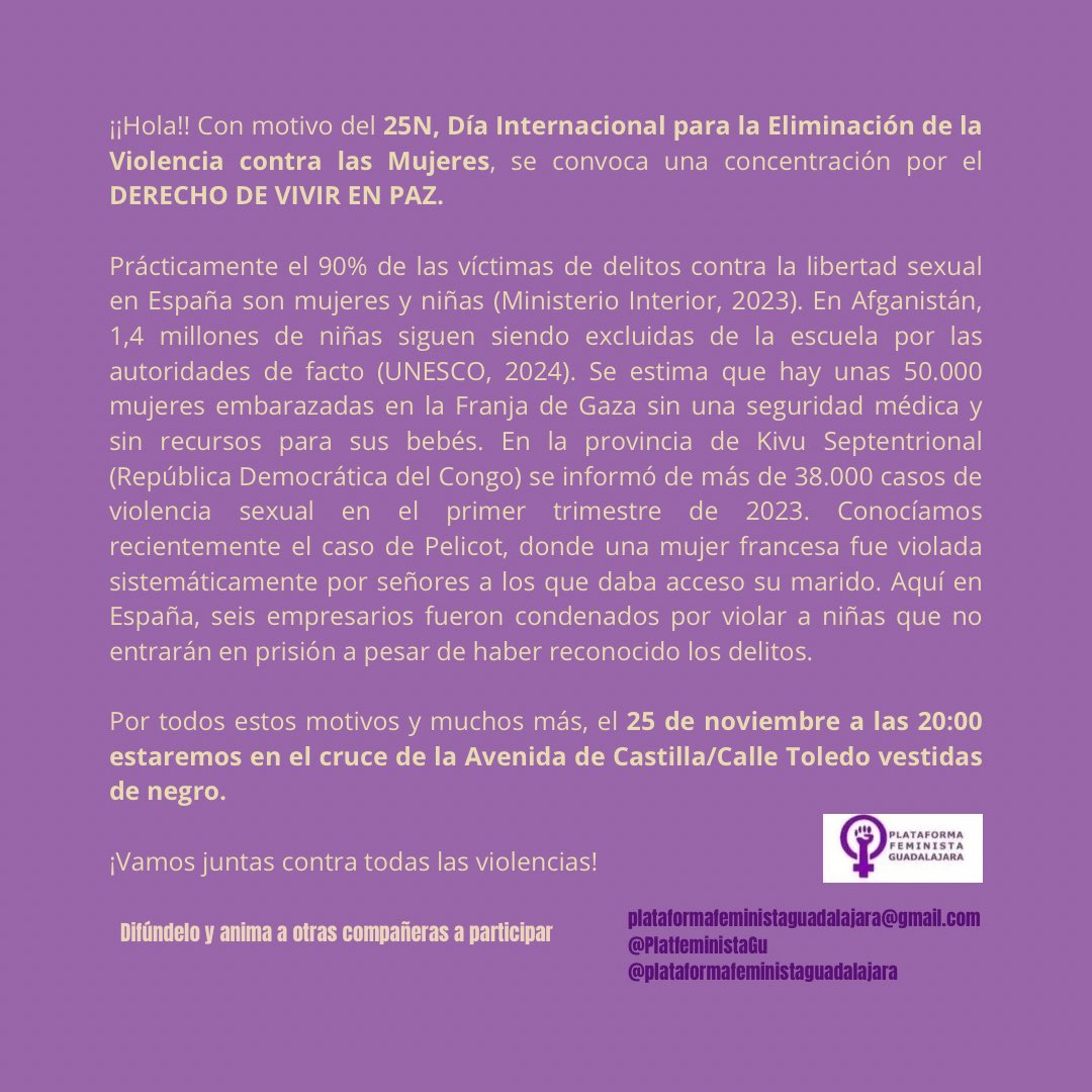 Nos vemos este 25N en las calles! Difunde y participa! ✊🏾