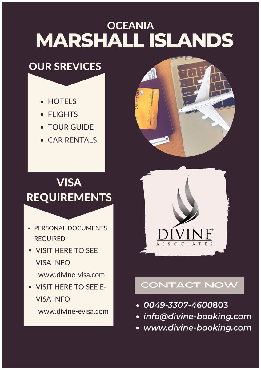 DivineAssociat's tweet image. Discover Marshall Island 🏝️✨ with Divine Associates Ltd! Visa 🛂, car rental 🚗, hotel booking 🏨, and expert tour guide services 🧑‍✈️ available.
#DivineTravel #MarshallIsland #TravelWithDivine #IslandAdventures #ExploreParadise #DreamDestinations #VacationGoals