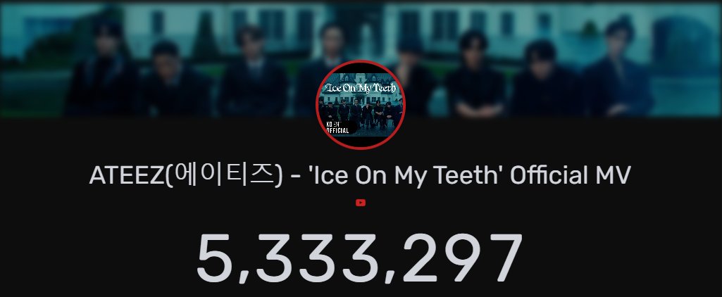 ATYstream's tweet photo. 「 ✦ 5.300.000 ✦ 」

'Ice On My Teeth' Official MV has reached 5.300.000 views in 6 hours &amp; 34 mins! 🧊🔥

🔗https://t.co/nWYojYPoMX

— 🐼 —
GOLDEN LOVE IS OUT
#GOLDENHOUR_Part2 #에이티즈의_빛나는_시간_파트투 #ATEEZ #에이티즈 #IceOnMyTeeth https://t.co/Nz3rbKS2Rw