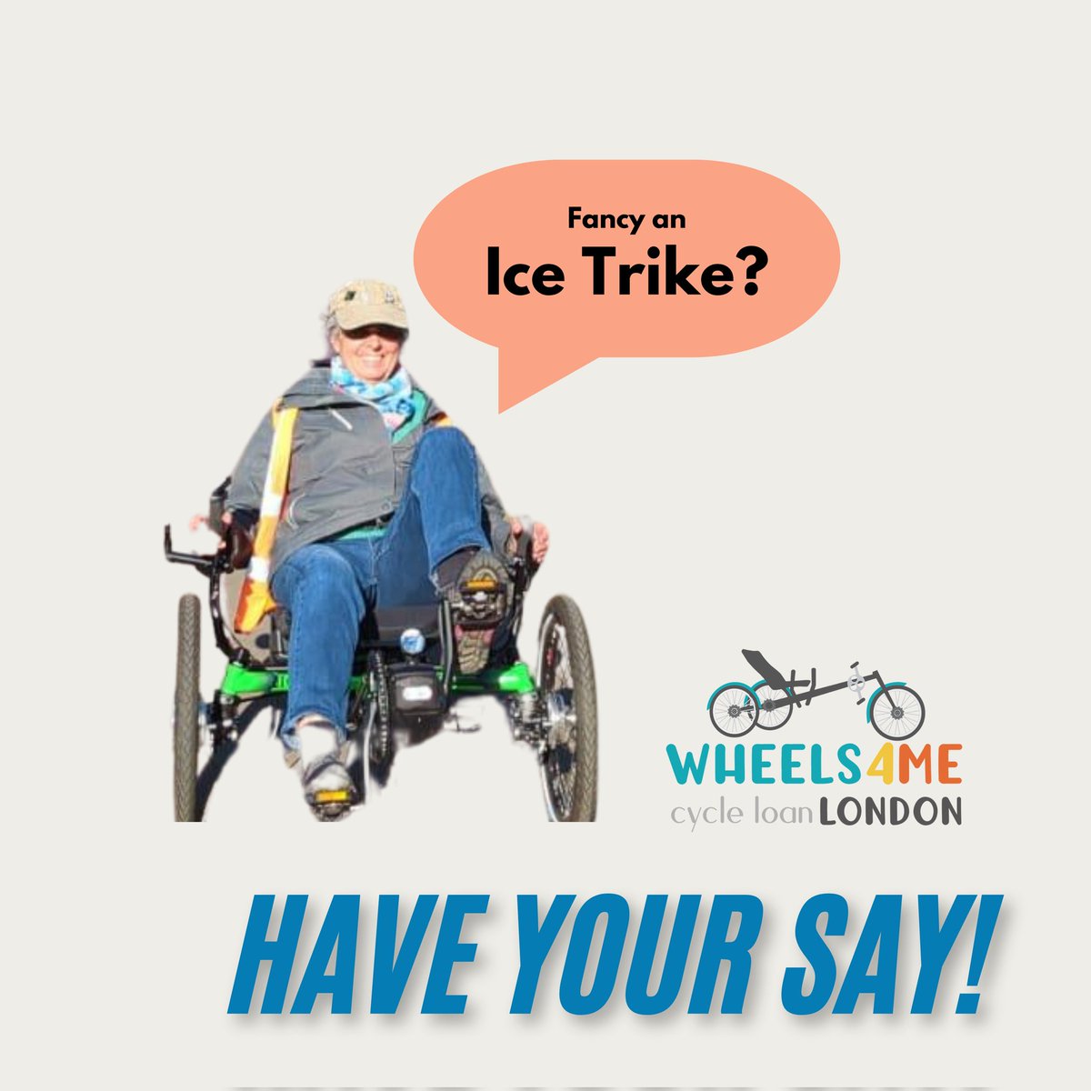 <a href="/icetrikes/">ICE Trikes</a> low centre of gravity keeps the rider stable. The supportive, reclined seat &amp; lever system make it a comfortable option for anyone who struggles to balance on an upright cycle or hold their arms out in front of them. E-assist helps with hills. Our next loan cycle?