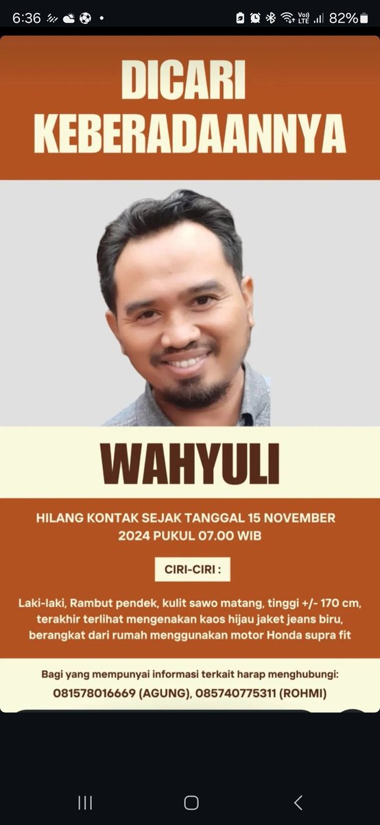 Mohon bantuannya ya gaes, barangkali ada yg sempat melihat, sahabat kami perawat IGD di RS UGM jogja hilang sejak pagi ini, yg bersangkutan harusnya dinas IGD pagi tapi menghilang setelah berangkat dari rumah, hilang kontak, dan tidak sampai tempat jaga.doakan ya gaes