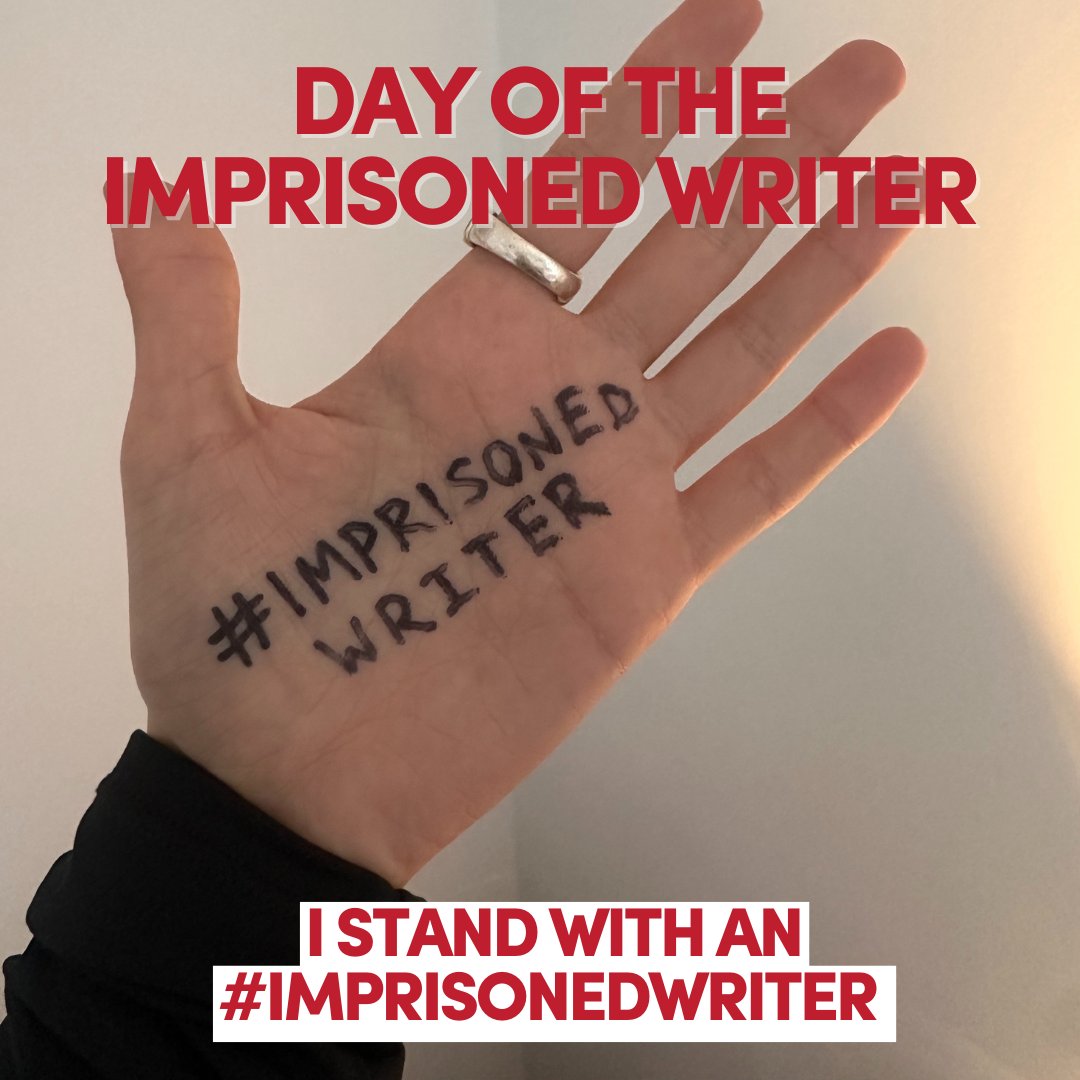 Sabrina Tucci 🧡🇵🇸 (@sabrinatucci) on Twitter photo Today I join <a href="/pen_int/">PEN International</a>'s Day of the #ImprisonedWriter. Show your solidarity and share an image of yourself using the hashtag #IMPRISONEDWRITER on your hand. Take action 👉pen-international.org/our-campaigns/… #FreeJimmyLai #FreeAlaa #JoseRubénZamora #KaciarynaAndrejeva <a href="/PEN_LAC/">PEN International - Las Américas y el Caribe</a> <a href="/Pen_mena/">PEN MENA</a> Today I join <a href="/pen_int/">PEN International</a>'s Day of the #ImprisonedWriter. Show your solidarity and share an image of yourself using the hashtag #IMPRISONEDWRITER on your hand. Take action 👉pen-international.org/our-campaigns/… #FreeJimmyLai #FreeAlaa #JoseRubénZamora #KaciarynaAndrejeva <a href="/PEN_LAC/">PEN International - Las Américas y el Caribe</a> <a href="/Pen_mena/">PEN MENA</a>