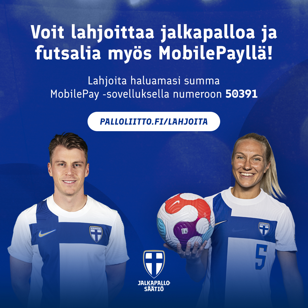 Lahjoittaa voit ➡️ 𝐌𝐨𝐛𝐢𝐥𝐞𝐏𝐚𝐲𝐥𝐥𝐚 𝐧𝐮𝐦𝐞𝐫𝐨𝐨𝐧 𝟓𝟎𝟑𝟗𝟏

Keräyksen tuotto käytetään lyhentämättömänä Jalkapallo-Säätiön Pertti Alaja -rahaston kartuttamiseen ja keräysvarat jaetaan avustuksina syksyn 2024 avustushaun yhteydessä valituille seuroille.

Lue lisää:
