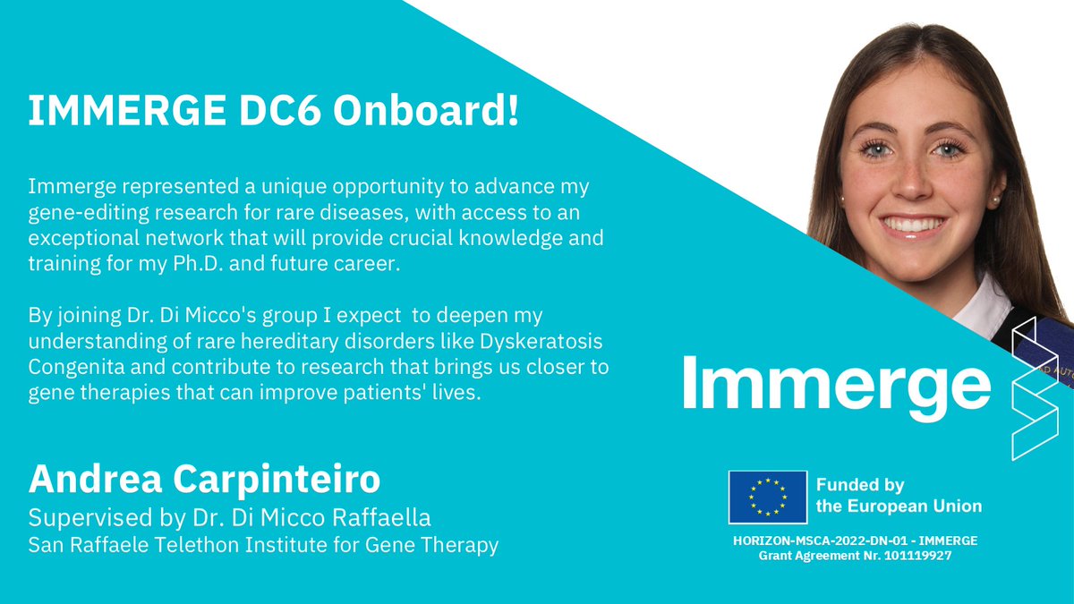 IMMERGE (@immerge_msca_dn) on Twitter photo Andrea Carpinteiro is the
<a href="/IMMERGE_MSCA_DN/">IMMERGE</a> Doctoral Candidate nr.6! 🎉🎉🎉
🔎Visit our website to know more:🤩
👩🔬 DC6: immergeproject.eu/researchers/ca…
👩🔬Supervisor: immergeproject.eu/supervisors/ra…
🇮🇹Project 6: immergeproject.eu/projects/06/
🔬<a href="/MSCActions/">Marie Skłodowska-Curie Actions</a>
🇪🇺<a href="/EU_Commission/">European Commission</a>
#DoctoralNetwork
#Immunology Andrea Carpinteiro is the
<a href="/IMMERGE_MSCA_DN/">IMMERGE</a> Doctoral Candidate nr.6! 🎉🎉🎉
🔎Visit our website to know more:🤩
👩🔬 DC6: immergeproject.eu/researchers/ca…
👩🔬Supervisor: immergeproject.eu/supervisors/ra…
🇮🇹Project 6: immergeproject.eu/projects/06/
🔬<a href="/MSCActions/">Marie Skłodowska-Curie Actions</a>
🇪🇺<a href="/EU_Commission/">European Commission</a>
#DoctoralNetwork
#Immunology