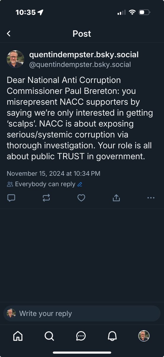QuentinDempster's tweet image. Dear ⁦@NACCgovau⁩ Commissioner Paul Brereton. You misrepresent NACC supporters as only wanting ‘scalps’. We want fair investigation to expose corrupt practices so Australian taxpayers can TRUST their government. Can’t you see that?