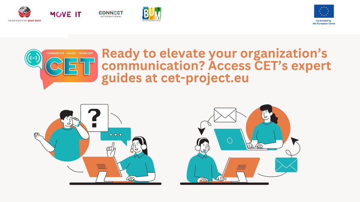 🤔 Have you considered what’s needed for effective external communication?
#CET is a research-based collection of online manuals designed to guide you in improving the external communication.
📚 Access the manuals at cet-project.eu 
🇪🇺 The CET is co-financed by the #EU
