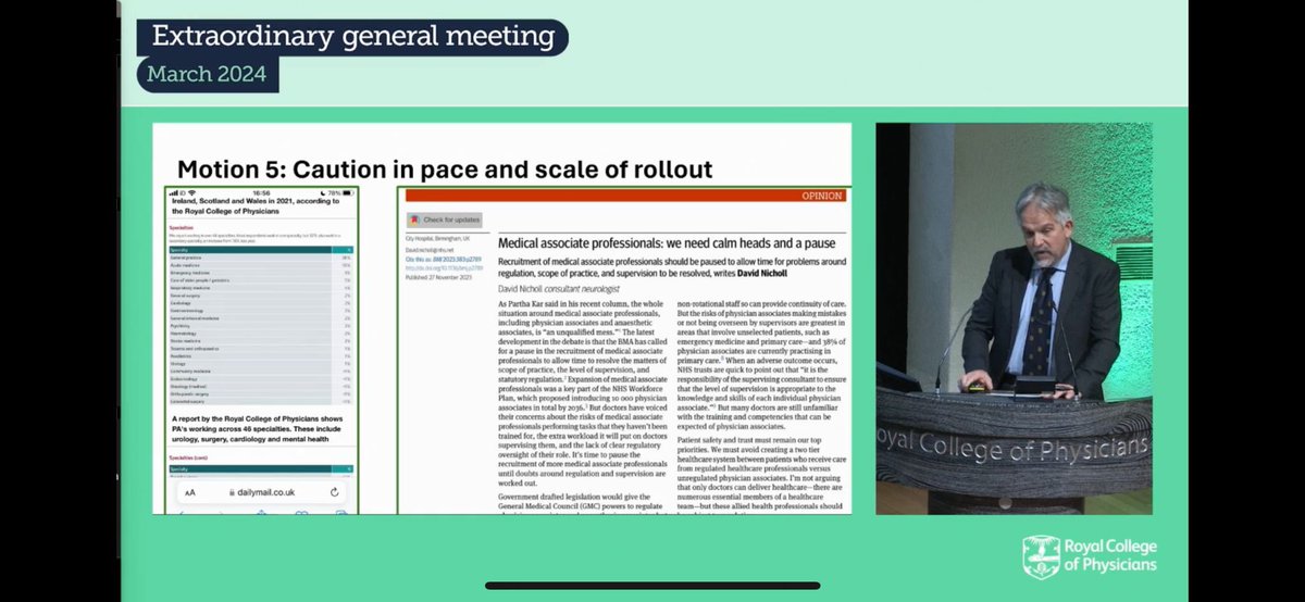djnicholl's tweet image. That would be the same Prof Sir Stephen Powis whom I literally pointed out the child protection issues in relation to #physicianassociates in March at #RCPEGM &amp;amp;made no comment
Story broke in Sept in @Telegraph 
….whose happy for @gmcuk to take on regulation from Dec13
That one?