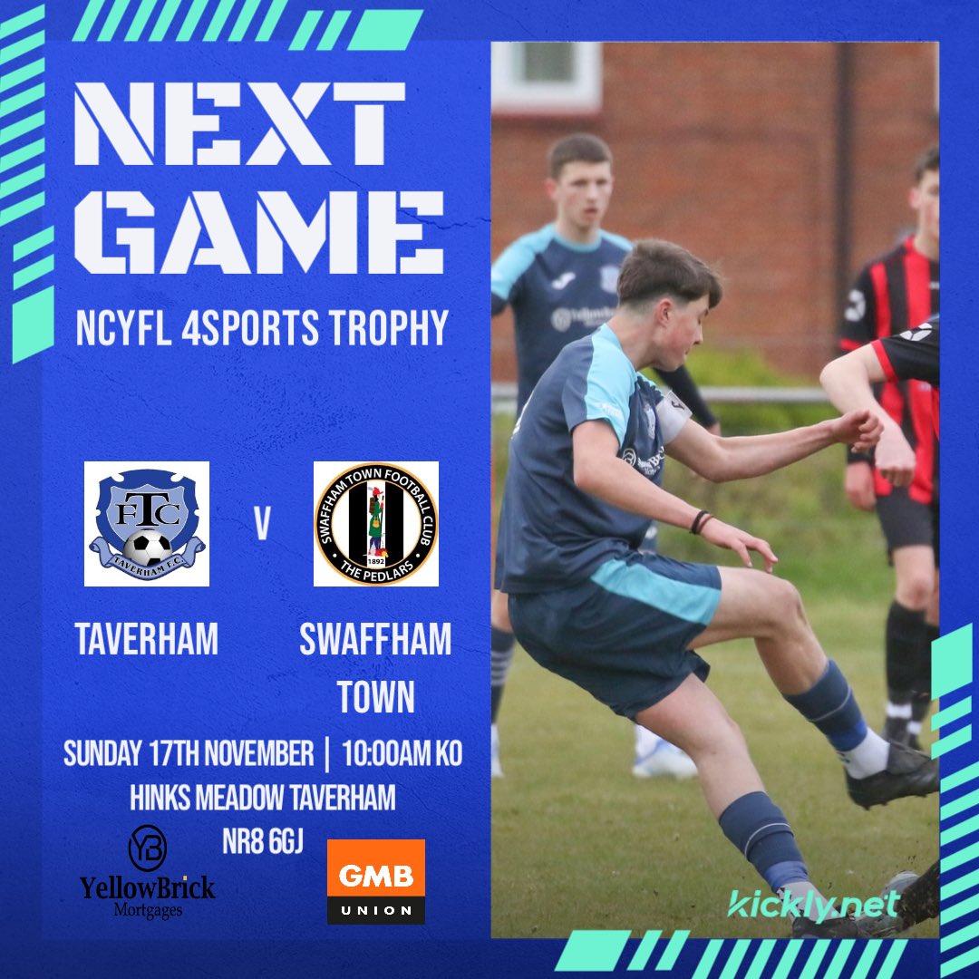 TaverhamU18's tweet photo. Sunday we host prem opposition in @swaffhamtownfc in the @4sportsgroup trophy! Boys know it will be a tough game but owe themselves a performance after some poor cup showings this season! https://t.co/famCaD4BgS