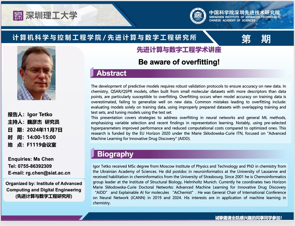 https://bsky.app/profile/aichemist.bsky.social (@aichemist_dn) on Twitter photo What was a busy week! After lecture and participation to PhD defense at Shenzhen Institute of Advanced Technology, I had seminar at Peking Union Medical College followed by lecture at Beijing University of Chemical Technology to <a href="/AiddOne/">https://bsky.app/profile/aidd.bsky.social</a> partner, Prof. Yan ai-dd.eu/aixia What was a busy week! After lecture and participation to PhD defense at Shenzhen Institute of Advanced Technology, I had seminar at Peking Union Medical College followed by lecture at Beijing University of Chemical Technology to <a href="/AiddOne/">https://bsky.app/profile/aidd.bsky.social</a> partner, Prof. Yan ai-dd.eu/aixia