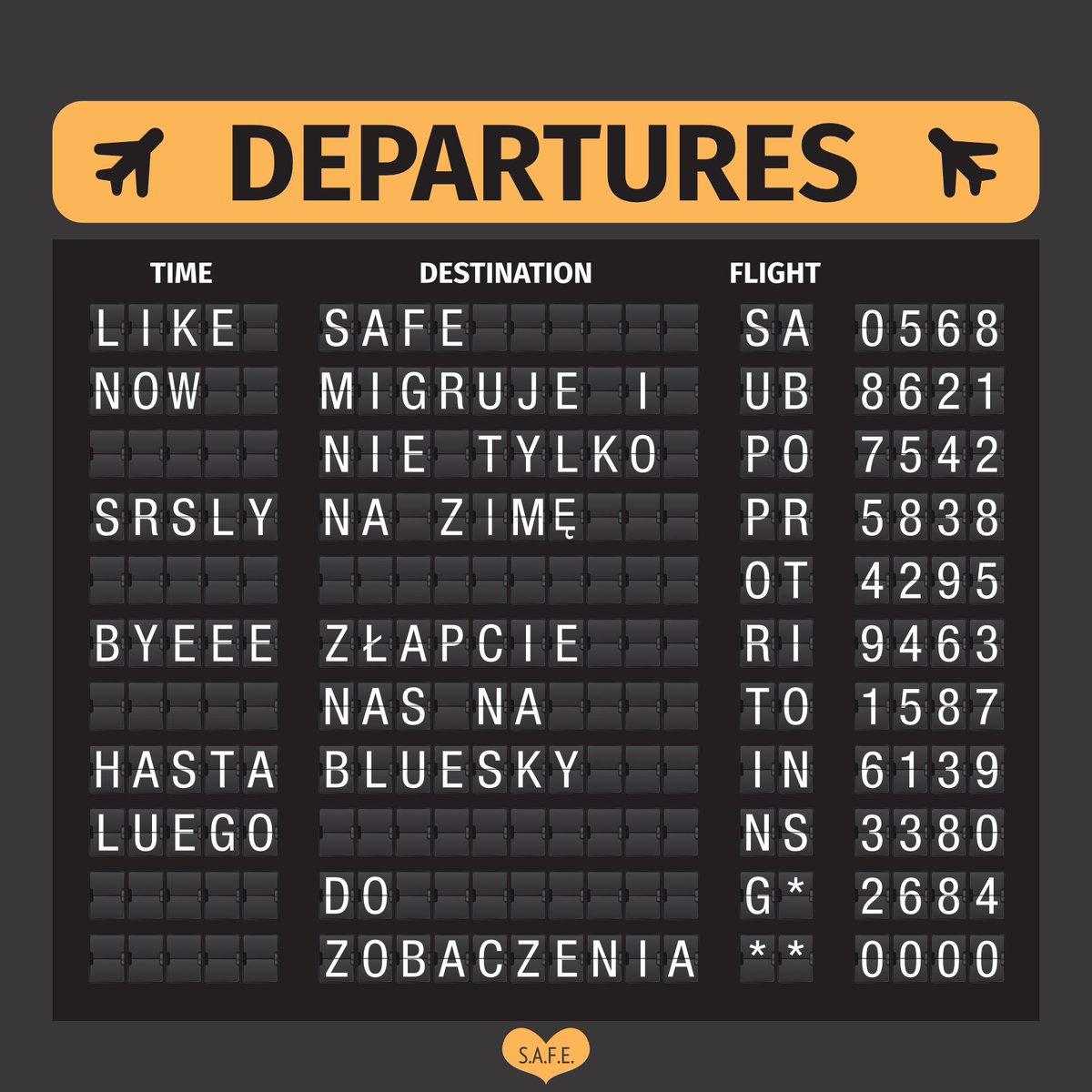 SupportAbort's tweet image. Yes, this is an airport &amp;amp; we&apos;re announcing our departure!

Yes, we&apos;re flouncing in a blaze of glory with our plane&apos;s tail on fire 🛫

See you in the other place 🦋
@supportabort.bsky.social

#LeaveX #leavingx #LeavingTwitter #Bluesky #SAFEabortion #AbortionIsHealthcare