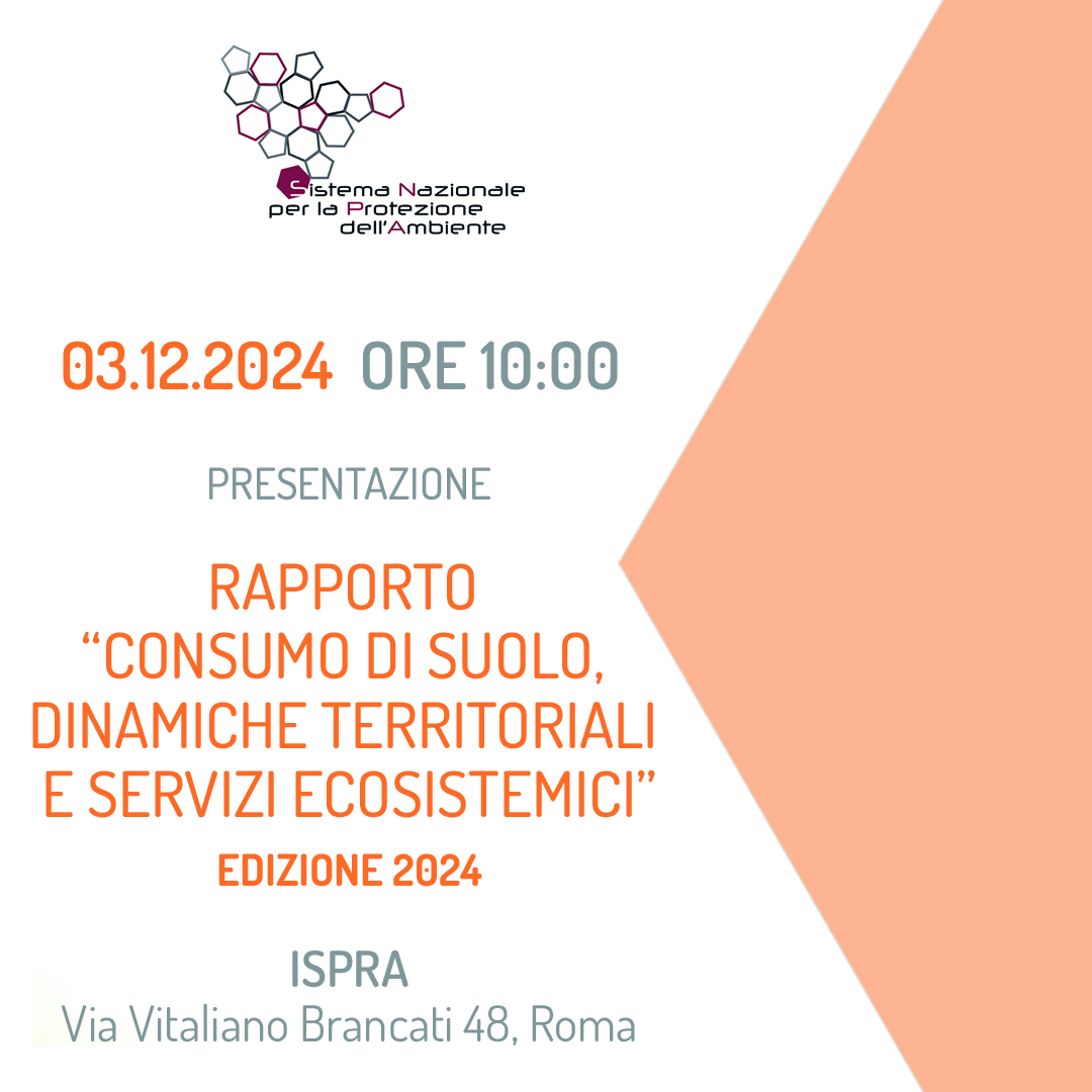 📣 Presentazione del Rapporto “Consumo di #suolo, dinamiche territoriali e servizi ecosistemici” 2024 a cura di <a href="/SNPAmbiente/">SNPA</a> 
🗓️ 3/12 alle 10:00, sede ISPRA di Roma e in diretta streaming

Info e iscrizioni ➡️ bit.ly/4fLmfEc