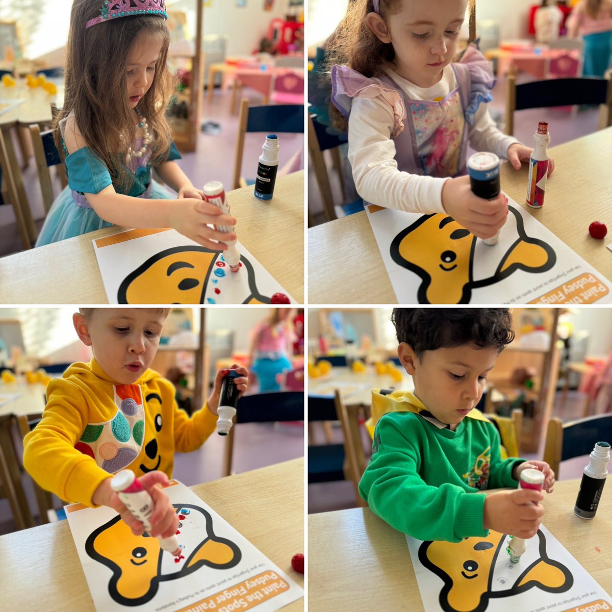 PlasmarlPrimary's tweet photo. 🐻 @PlasmarlNursery helped Pudsey to decorate his bandage with a pattern. We are starting to learn about repeated patterns. #PlasNum #ChildreninNeed https://t.co/YarwIsUYET