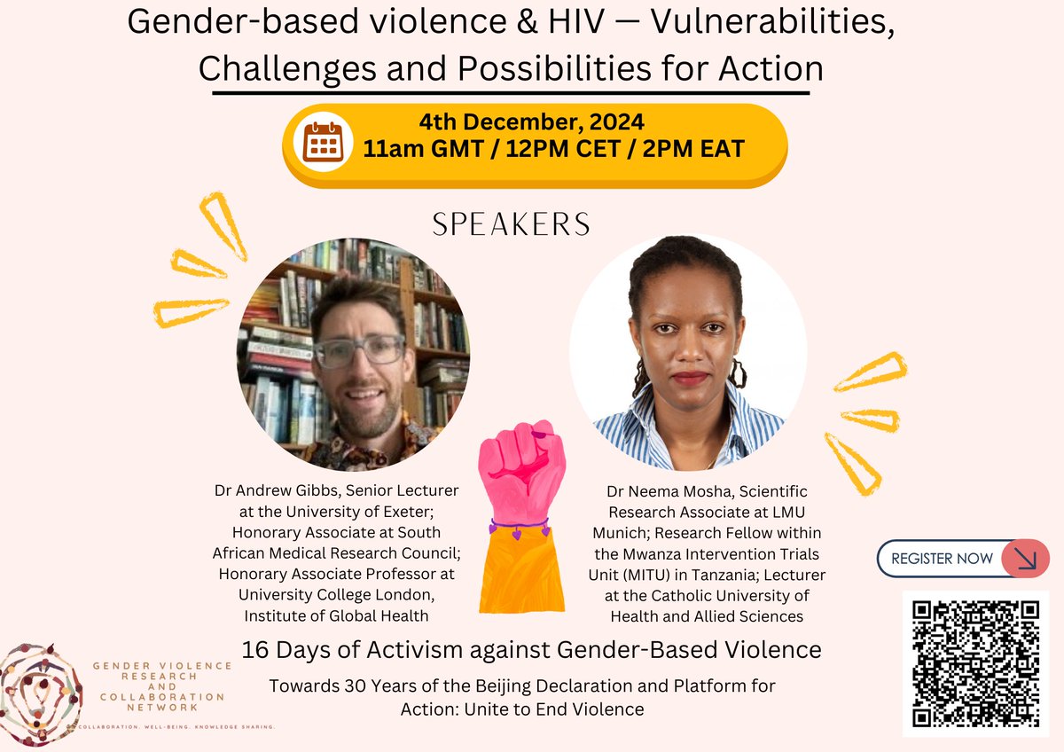 Gender-Based Violence &amp; HIV: Exploring the Intersection of Gender-Based Violence &amp; HIV 🔗
Join global experts for critical dialogue on vulnerabilities, challenges &amp; solutions.
📅 4th Dec | ⏰ 11am GMT
Register here: tinyurl.com/38kthsff
#16DaysOfActivism #GBV #HIVPrevention