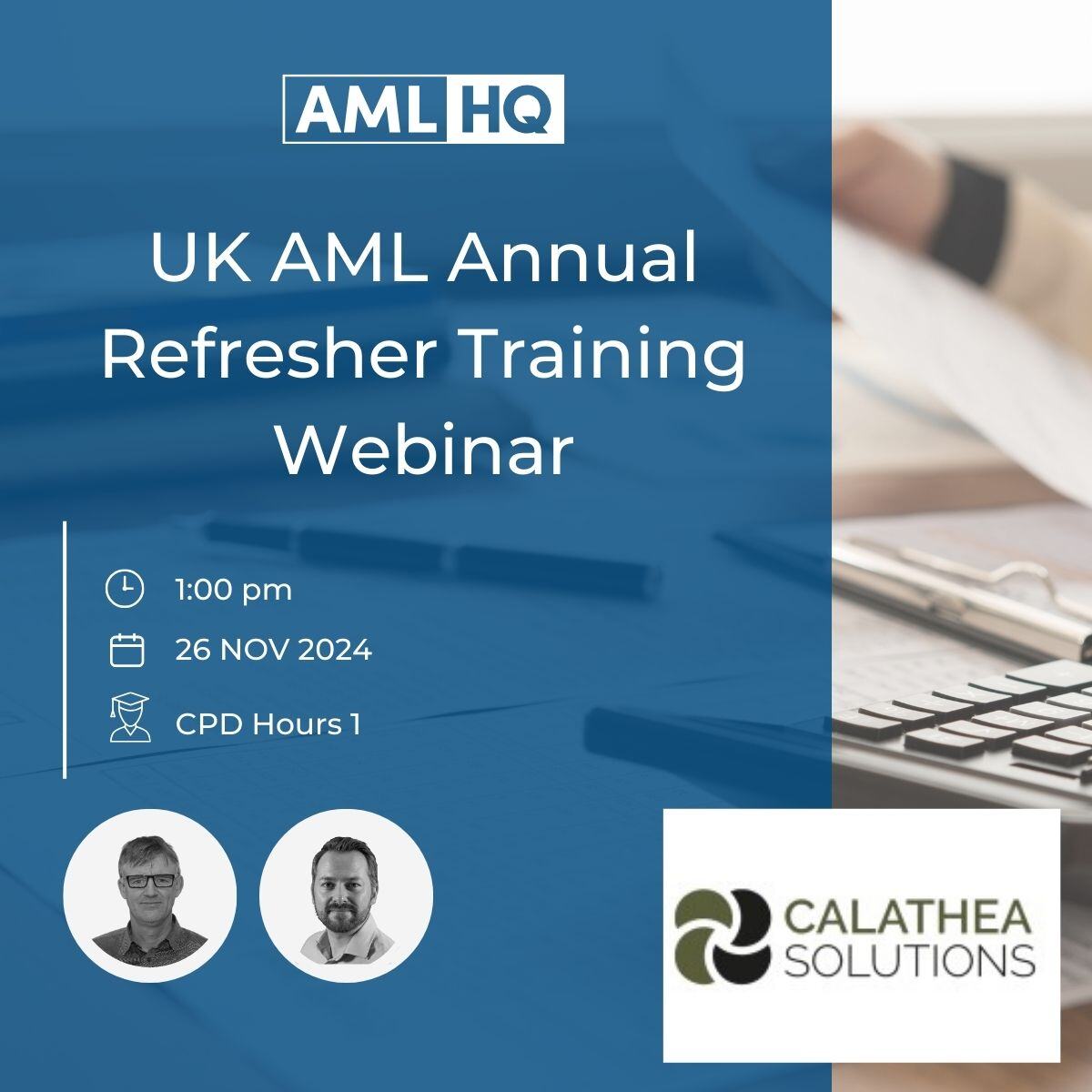 AML_HQ's tweet photo. UK Accountants: Free AML Training &amp; CPD! Join us 26 Nov at 1:00 PM for our AML Refresher, exclusively for UK accountants with Calathea Solutions. Learn key obligations, spot red flags, &amp; ensure compliance. Ideal for new joiners or your annual update https://t.co/JtZzLx1cD7 https://t.co/Cy3LD8eGWw