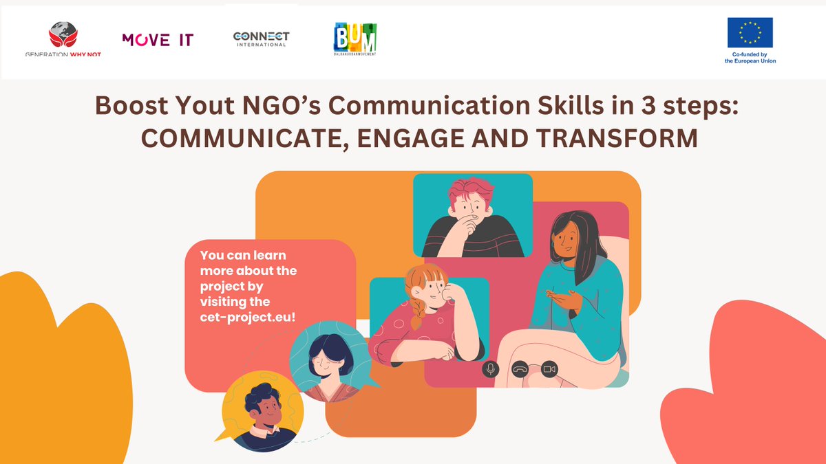 🎯 The #CETproject aims to boost #communication skills for #youthorganizations.
📑 Discover the Communicate-Engage-Transform manual for tips to improve and simplify your outreach!
📲 Learn more at cet-project.eu!
🇪🇺 Co-financed by the European Union.
#movingforward