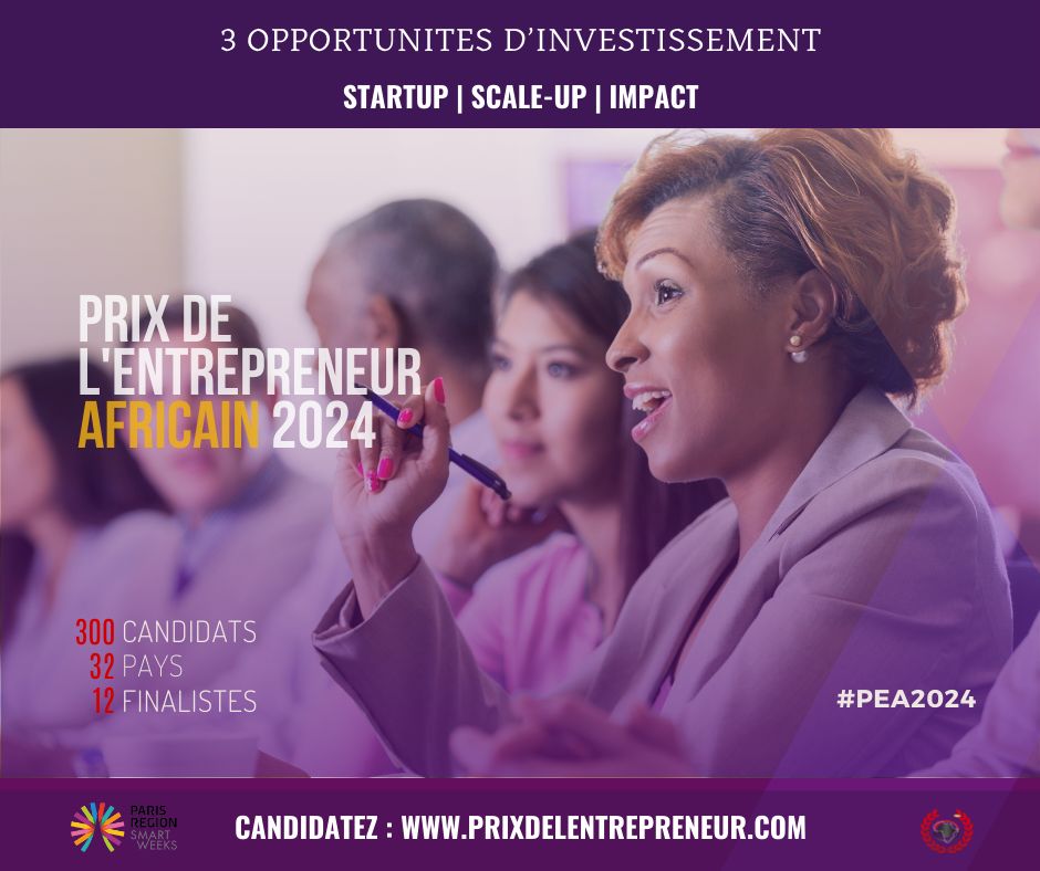 Le Prix de l'Entrepreneur Africain se fixe l'objectif participer à la transformation des meilleures initiatives en success stories avec un pool d'investisseurs prêt à investir dans votre boîte. buff.ly/3W9xiAx 

#Entrepreneurs #Startups #Investissement #Innovation #Africa