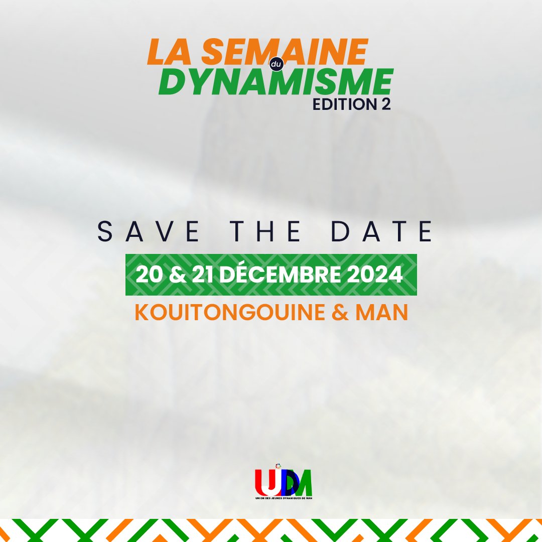 ujdmMan's tweet photo. 🎉 Save the Date ! 🎉

Rejoignez-nous les 20 et 21 décembre 2024 pour la Semaine du Dynamisme ! 🌟

📅 Notez la date et préparez-vous à vivre une expérience unique !

#SemaineDuDynamisme #EngagementJeunesse #UJDM5Ans #MAN https://t.co/UJEDWRkYwQ